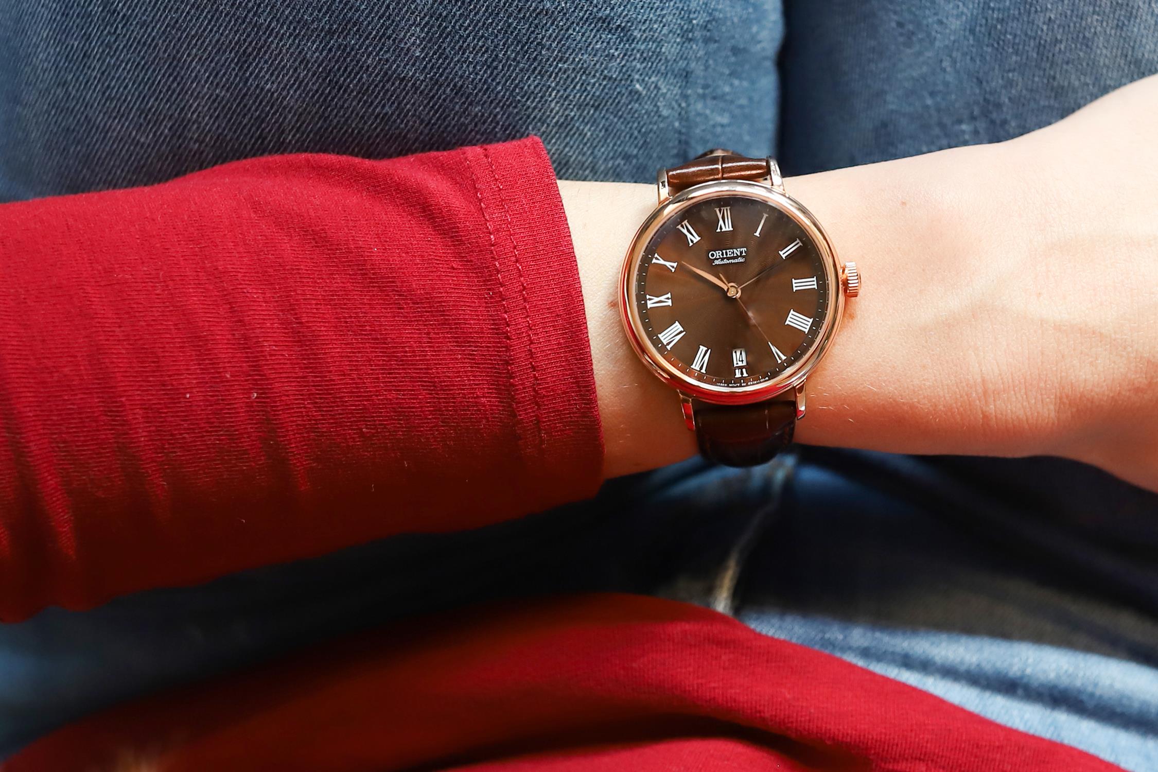 Orient FER2K001T0 zegarek różowe złoto klasyczny Classic pasek - miniatura 5