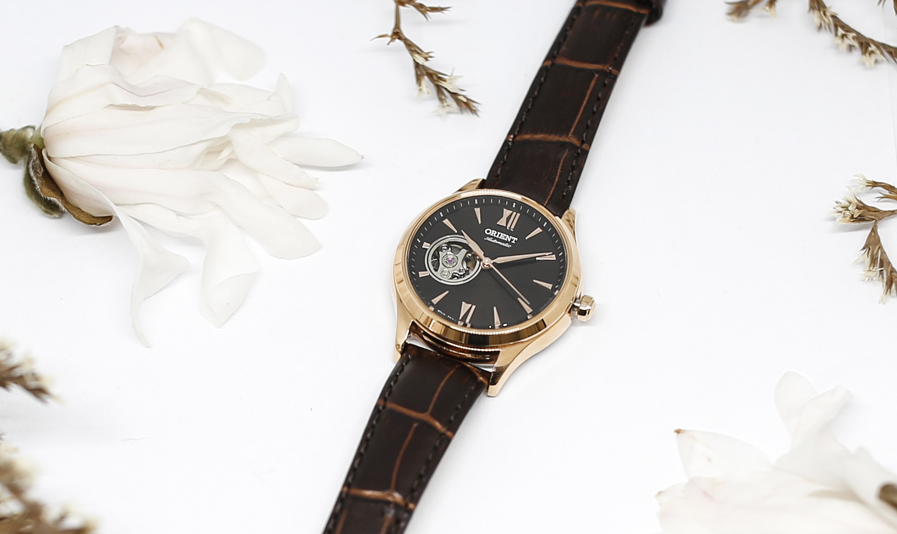 Orient RA-AG0023Y10B Classic Open Heart Automatic Contemporary klasyczny zegarek różowe złoto - miniatura 8