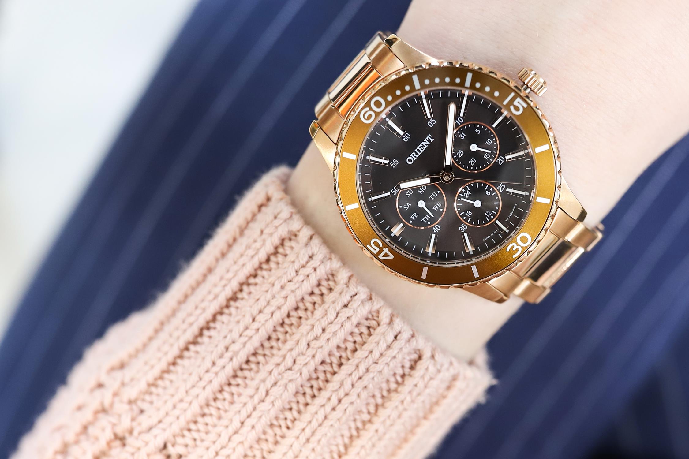 Orient FUX02001T0 zegarek różowe złoto elegancki Classic bransoleta - miniatura 5