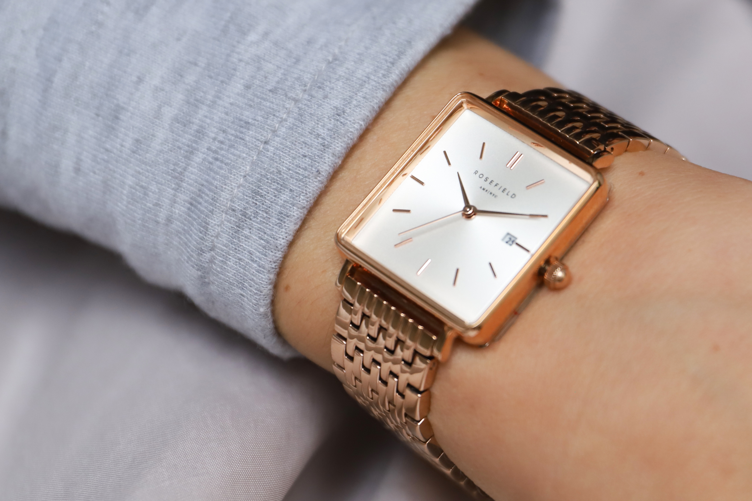 Rosefield QWSR-Q18 zegarek różowe złoto fashion/modowy Boxy bransoleta - miniatura 5