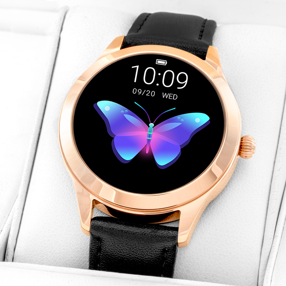 Zegarek Rubicon Smartwatch Rubicon RNAE36 różowe złoto czarny - damski 
