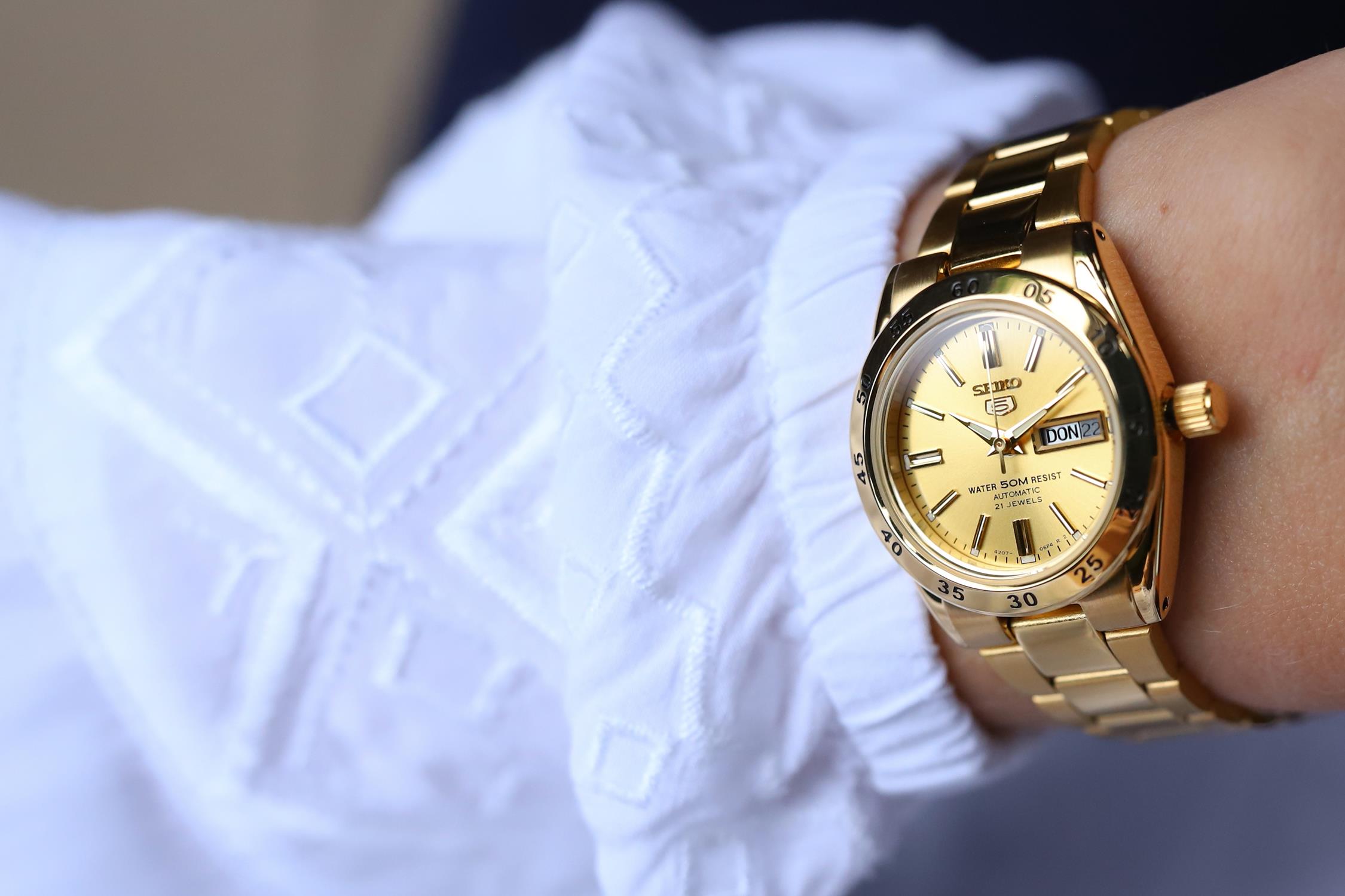Seiko SYMG44 zegarek złoty elegancki Sports Automat bransoleta - miniatura 5