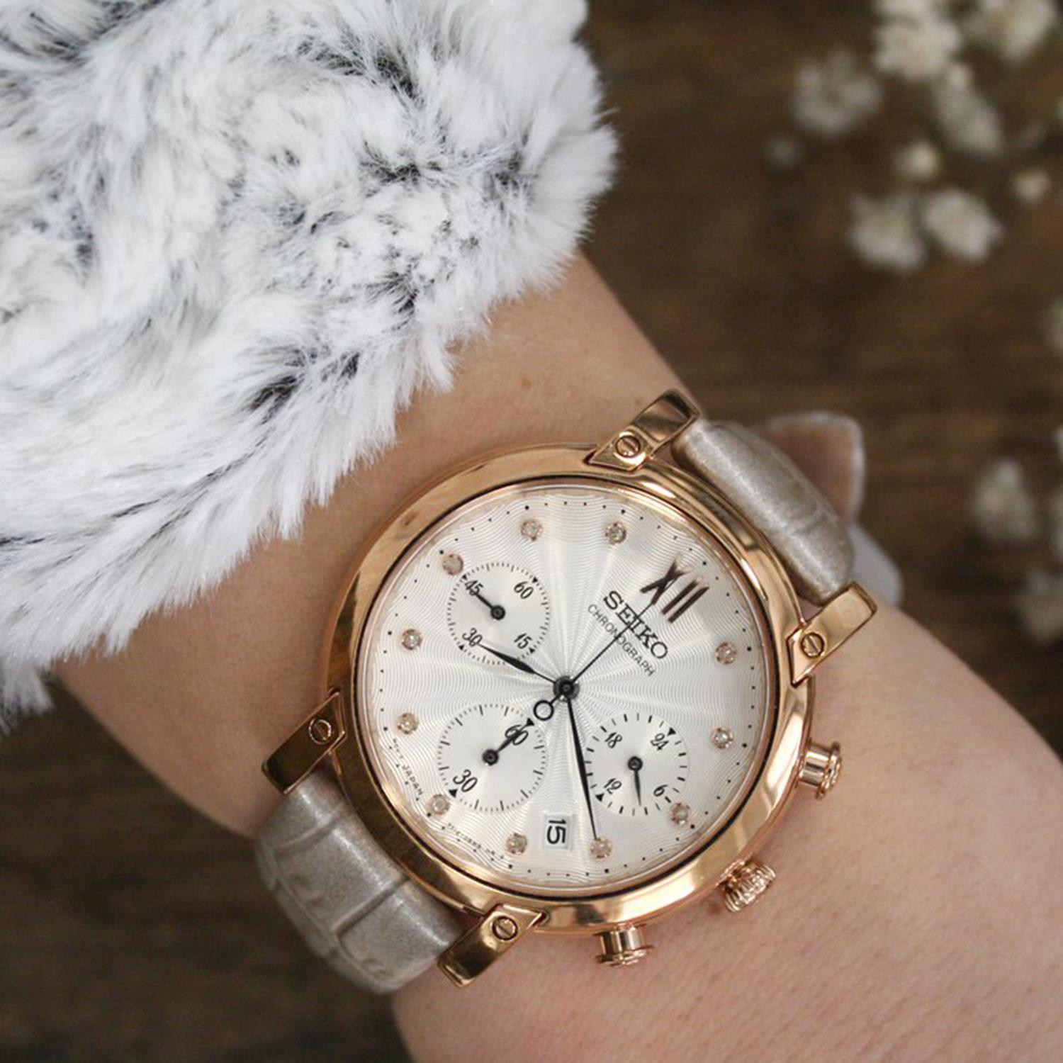 Seiko SRW834P1 Chronograph Lady Exclusive Diamonds zegarek elegancki Chronograph
