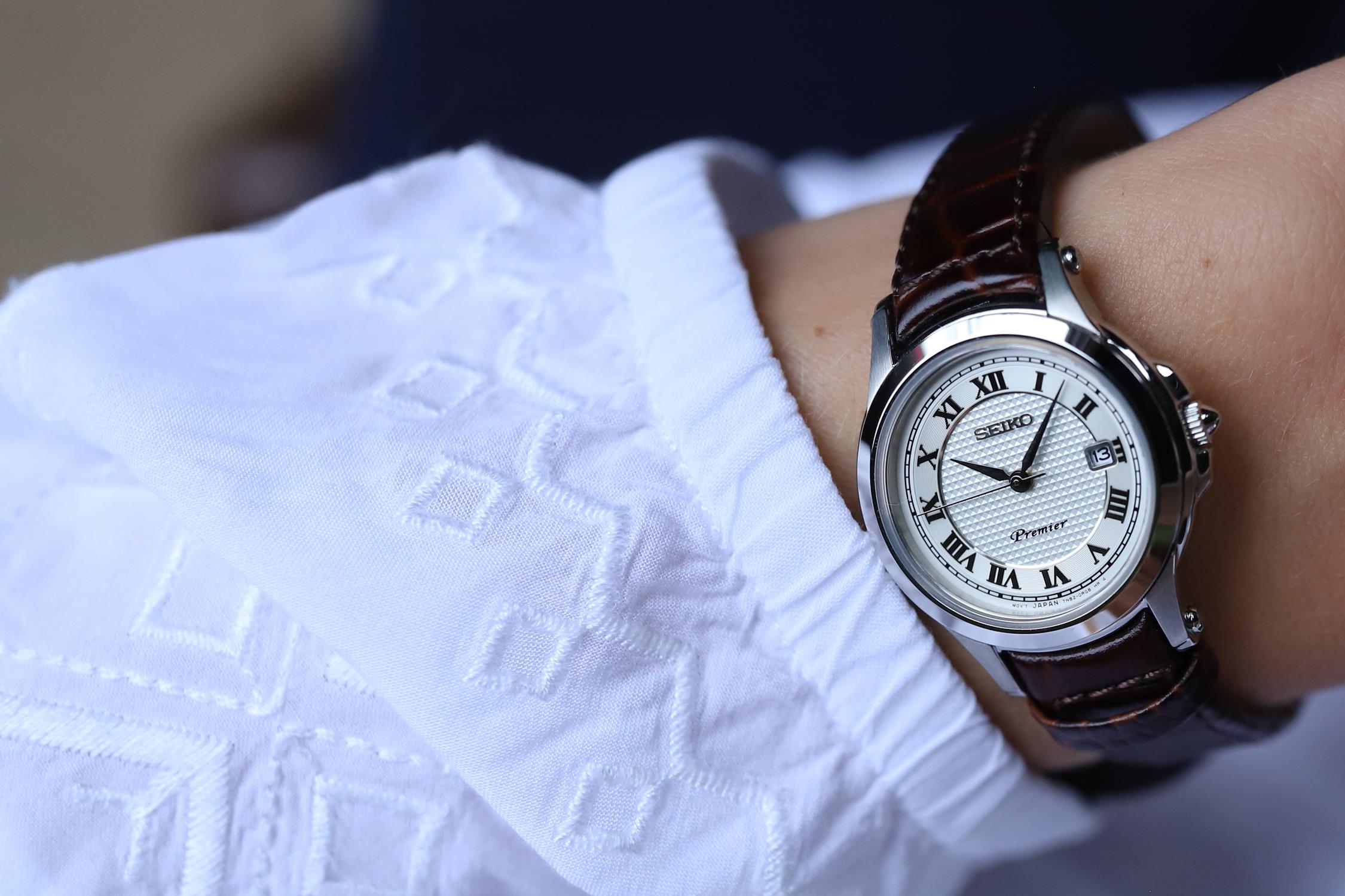 Seiko SXDE01P2 zegarek srebrny klasyczny Premier pasek - miniatura 5