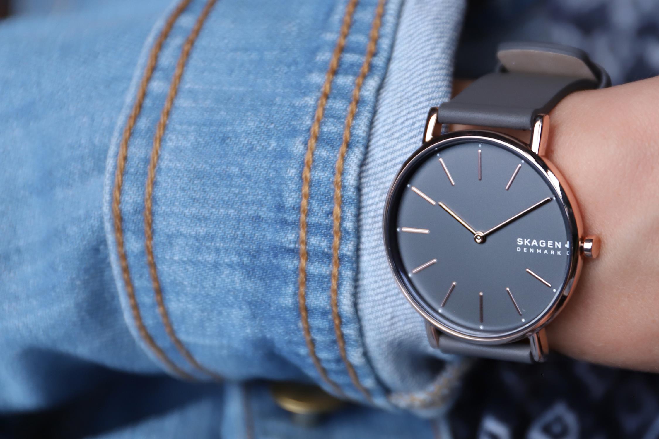 Skagen SKW2794 zegarek różowe złoto klasyczny Signatur pasek