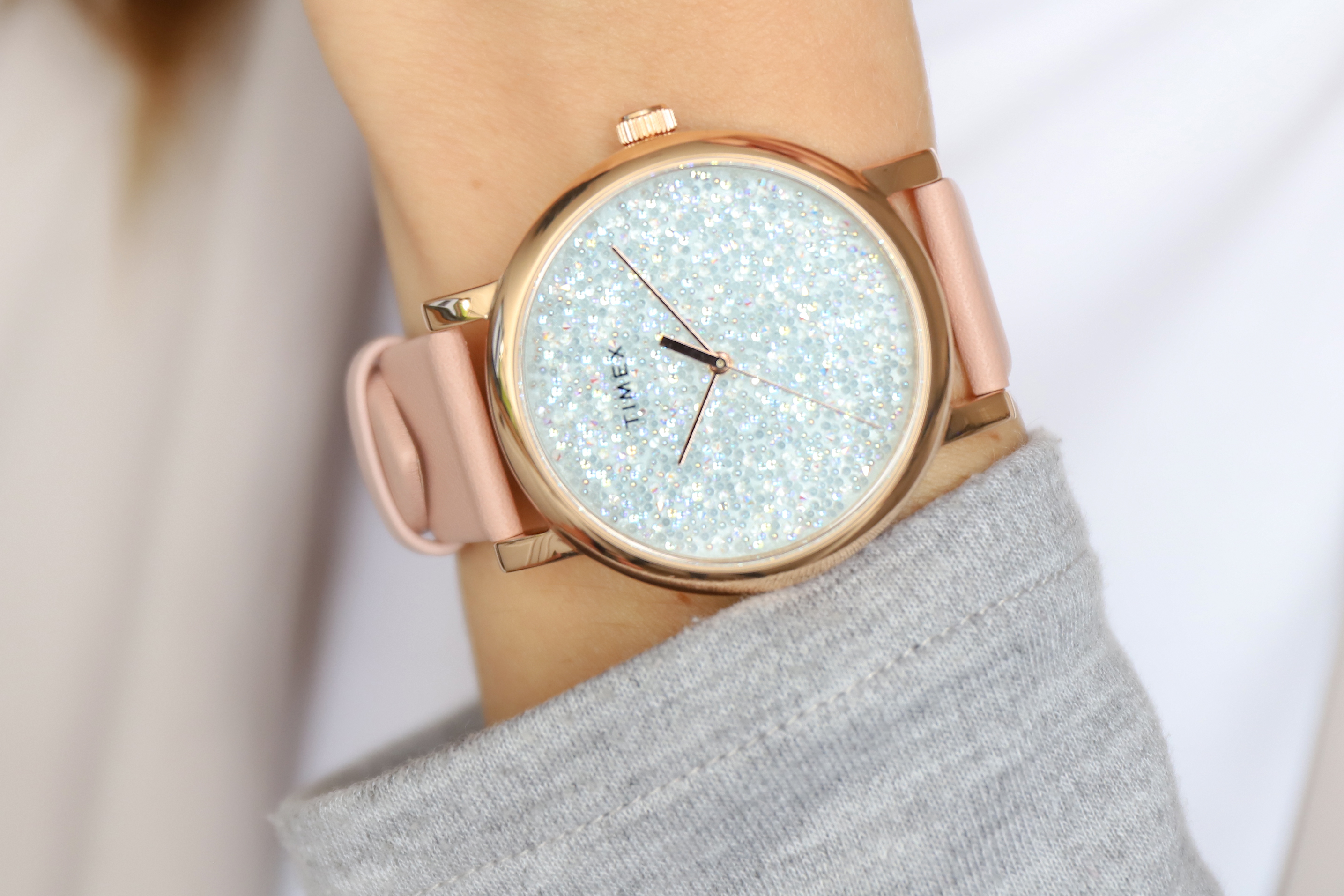 Timex TW2T78000 zegarek różowe złoto klasyczny Crystal Opulence pasek - miniatura 5