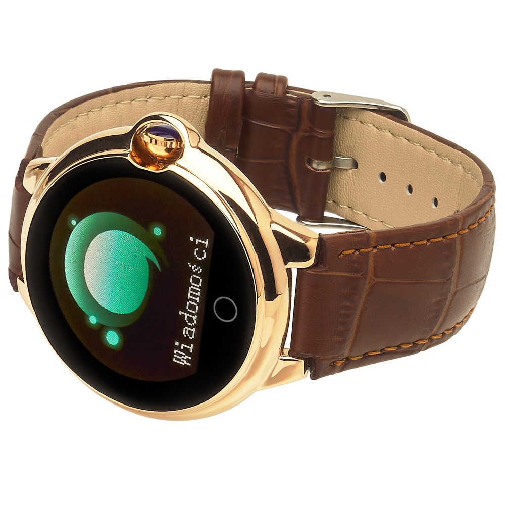 zegarek Garett 5903246286465 Smartwatch Garett Women Karen RT brązowy skórzany damski z krokomierz Damskie - miniatura 3