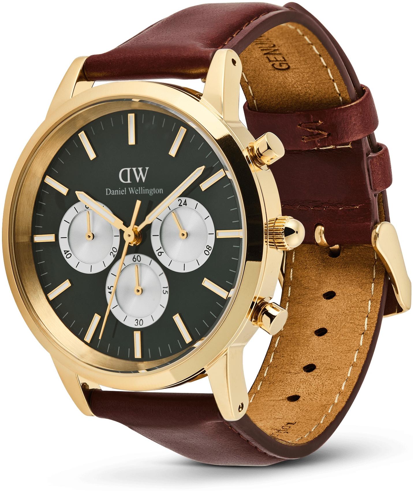 zegarek Daniel Wellington DW00100876 Iconic Chronograph St Mawes Emerald Panda Gold męski z chronograf Męskie - miniatura 7