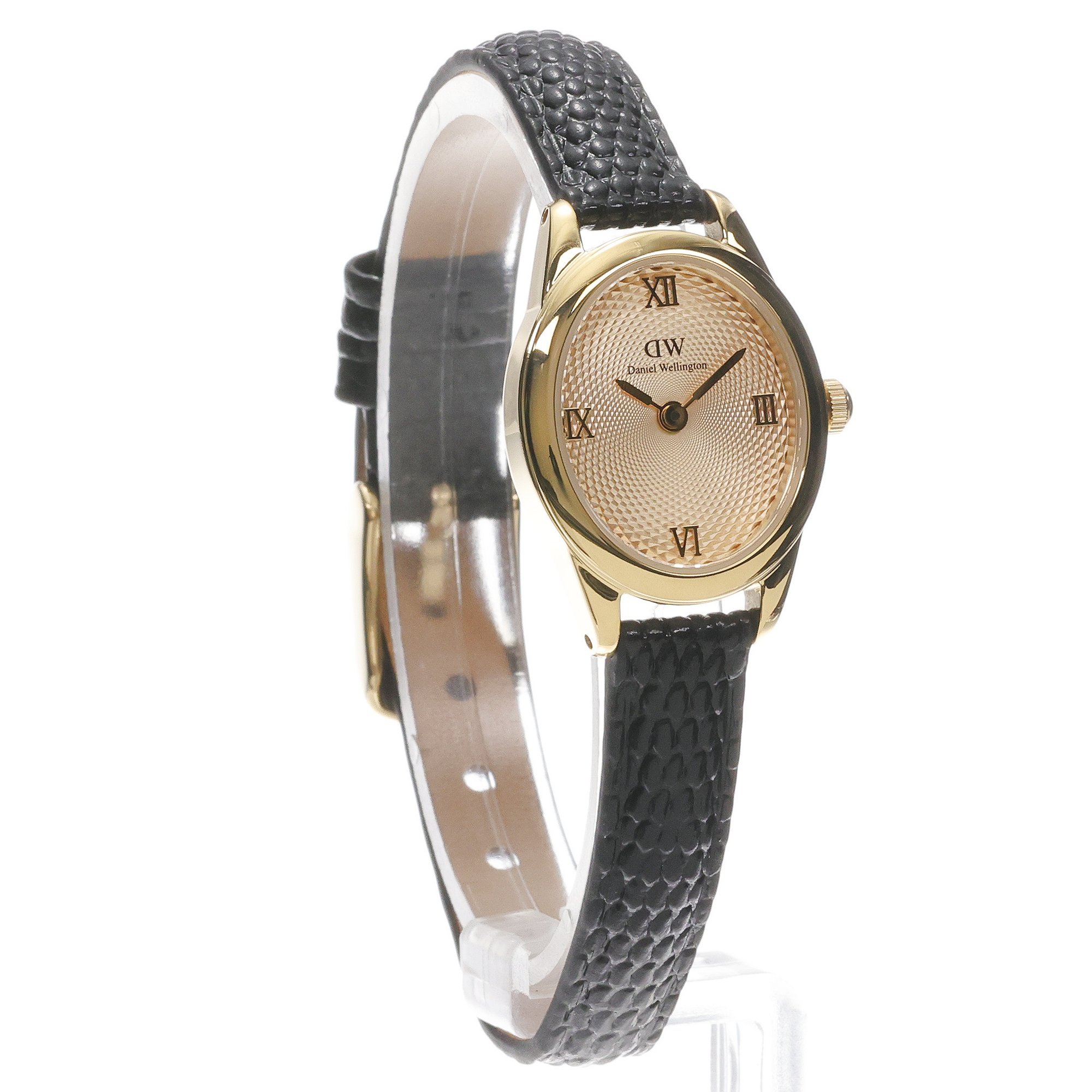 zegarek Daniel Wellington DW00100897 kwarcowy damski Damskie Ophelia Mini Black Lizard Unitone Guilloche Gold