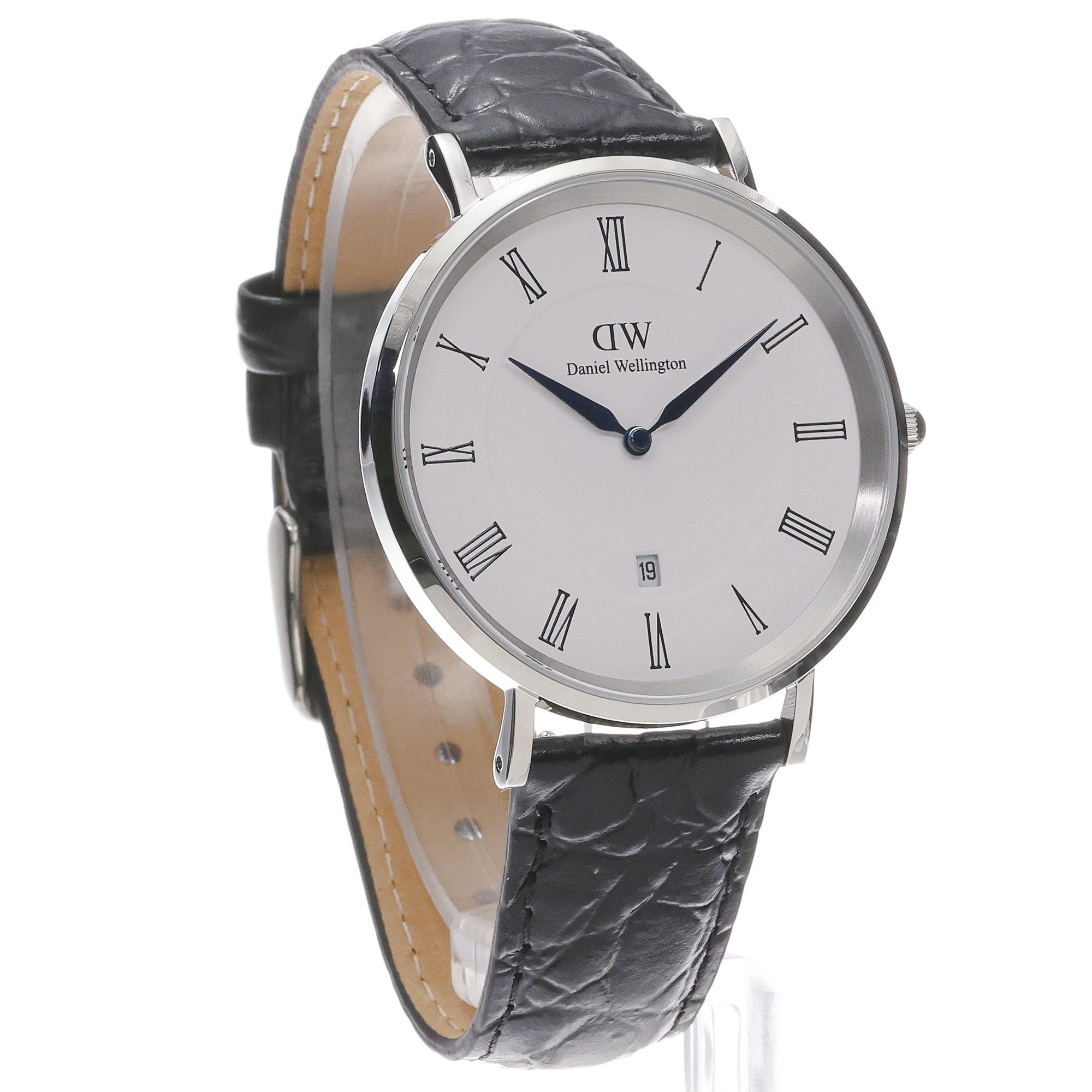 zegarek Daniel Wellington DW00100914 kwarcowy męski Męskie Classic Roman Numerals Date Black Croc Belly Silver