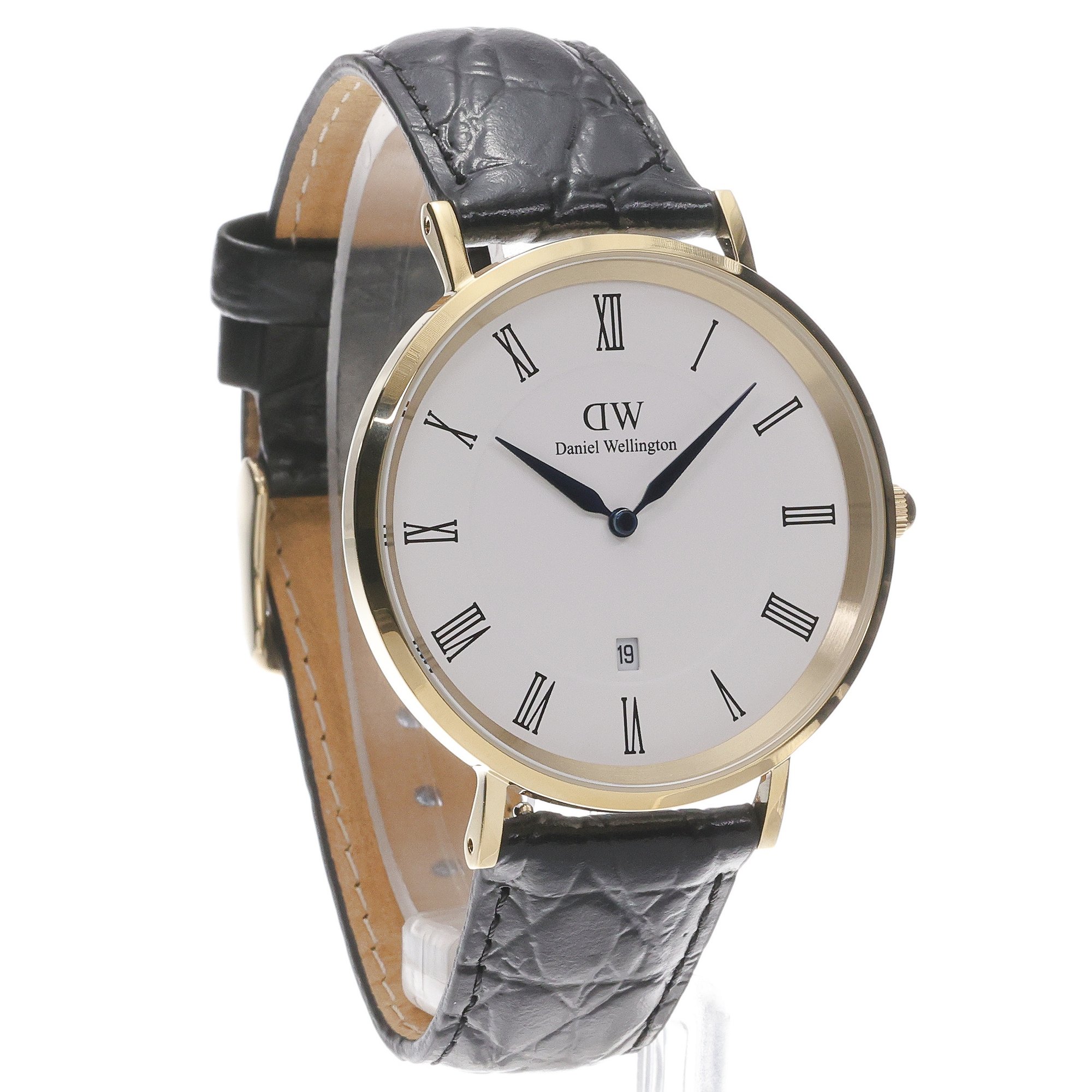 zegarek Daniel Wellington DW00100915 kwarcowy męski Męskie Classic Roman Numerals Date Black Croc Belly Gold - miniatura 3