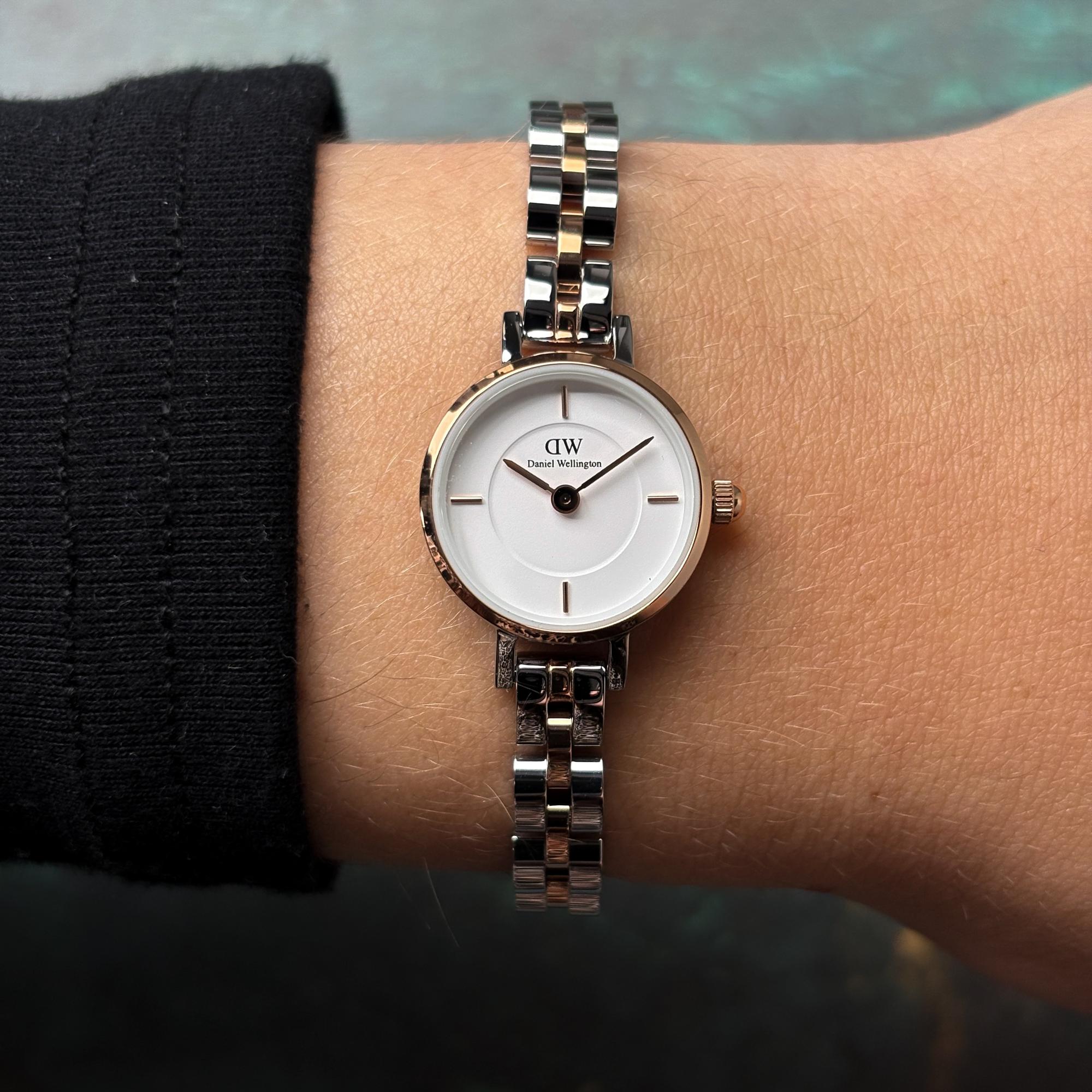 zegarek Daniel Wellington DW00100924 kwarcowy damski Damskie Petite Mini Arch 3-Link Two Tone Rose Gold