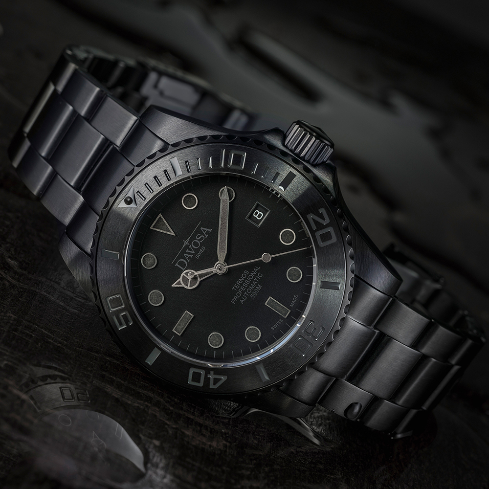 zegarek Davosa 161.583.50 automatyczny męski Diving TERNOS PRO BLACK SUIT LIMITED EDITION - miniatura 6