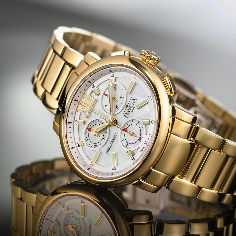 zegarek Davosa 168.579.15 OVAL EDITION CHRONOGRAPH damski z chronograf Ladies - miniatura 3
