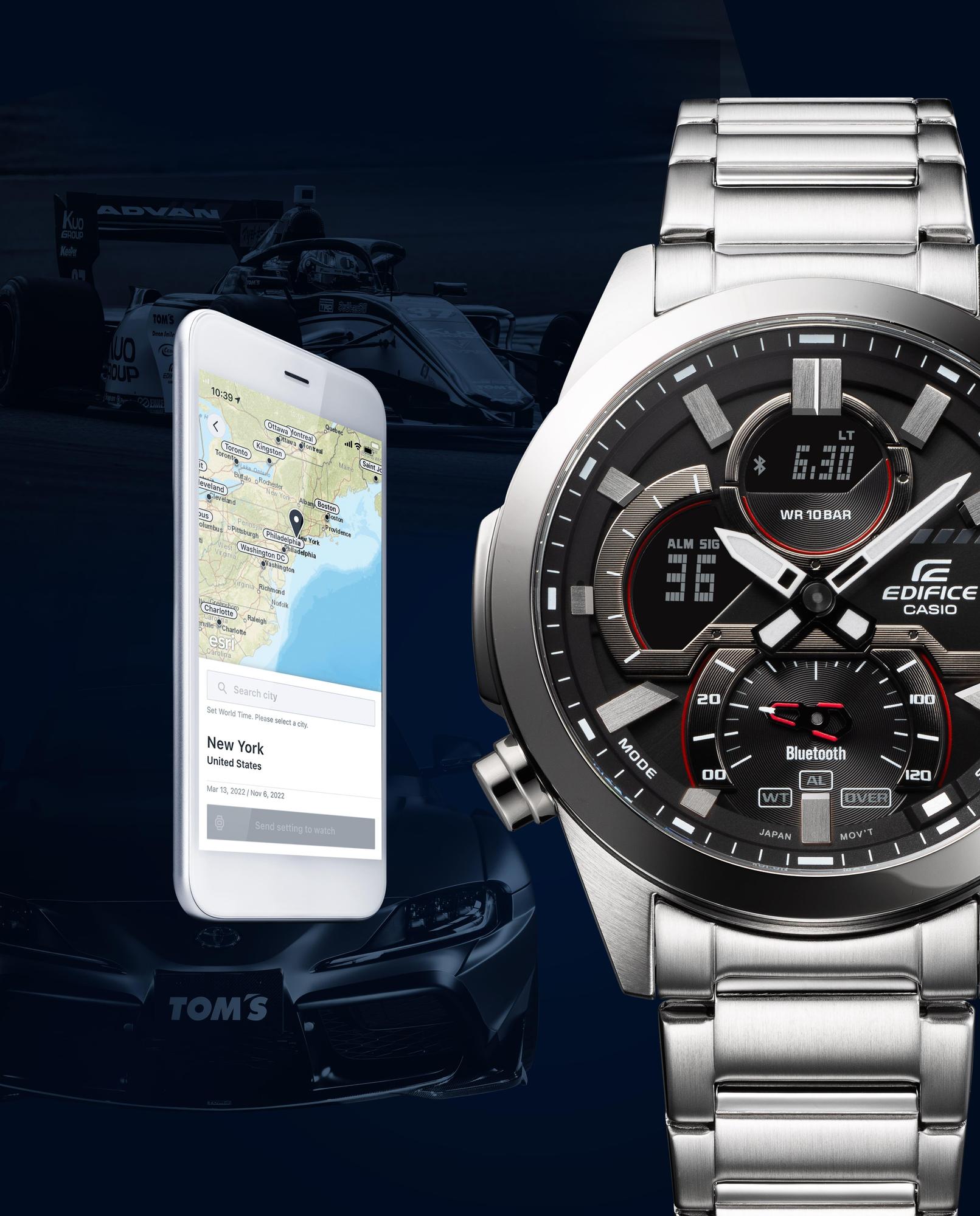 zegarek EDIFICE ECB-30D-1AEF srebrny EDIFICE Premium