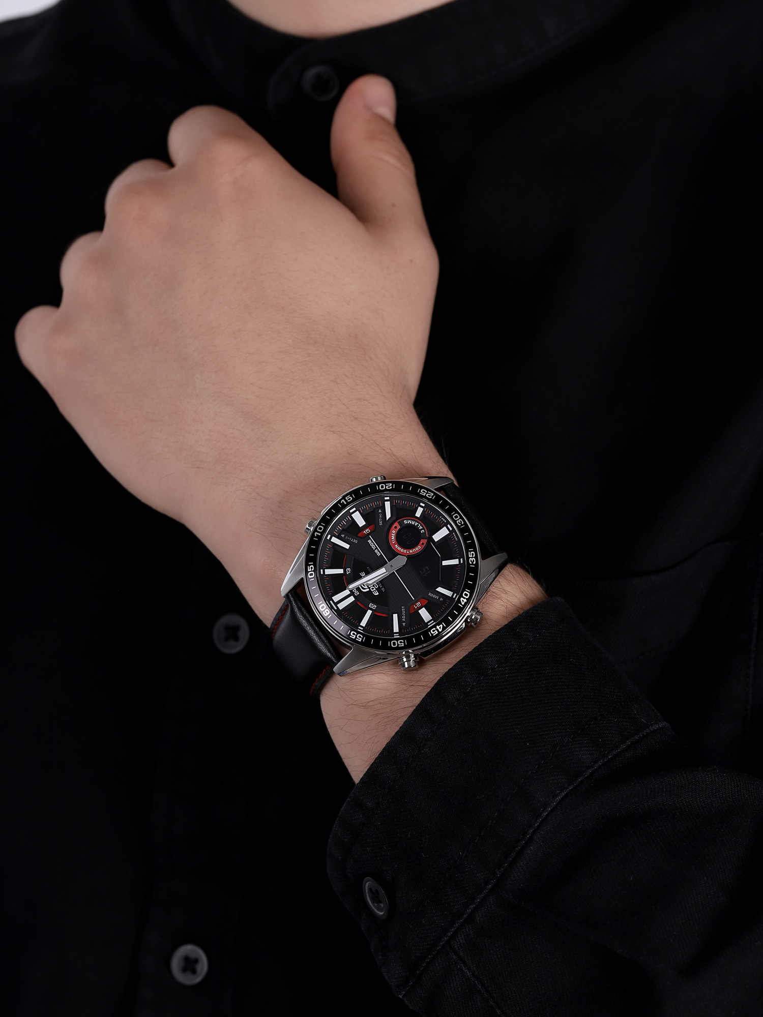 zegarek EDIFICE EFV-C100L-1AVEF kwarcowy męski EDIFICE Momentum SPORTY LCD CHRONOGRAPH