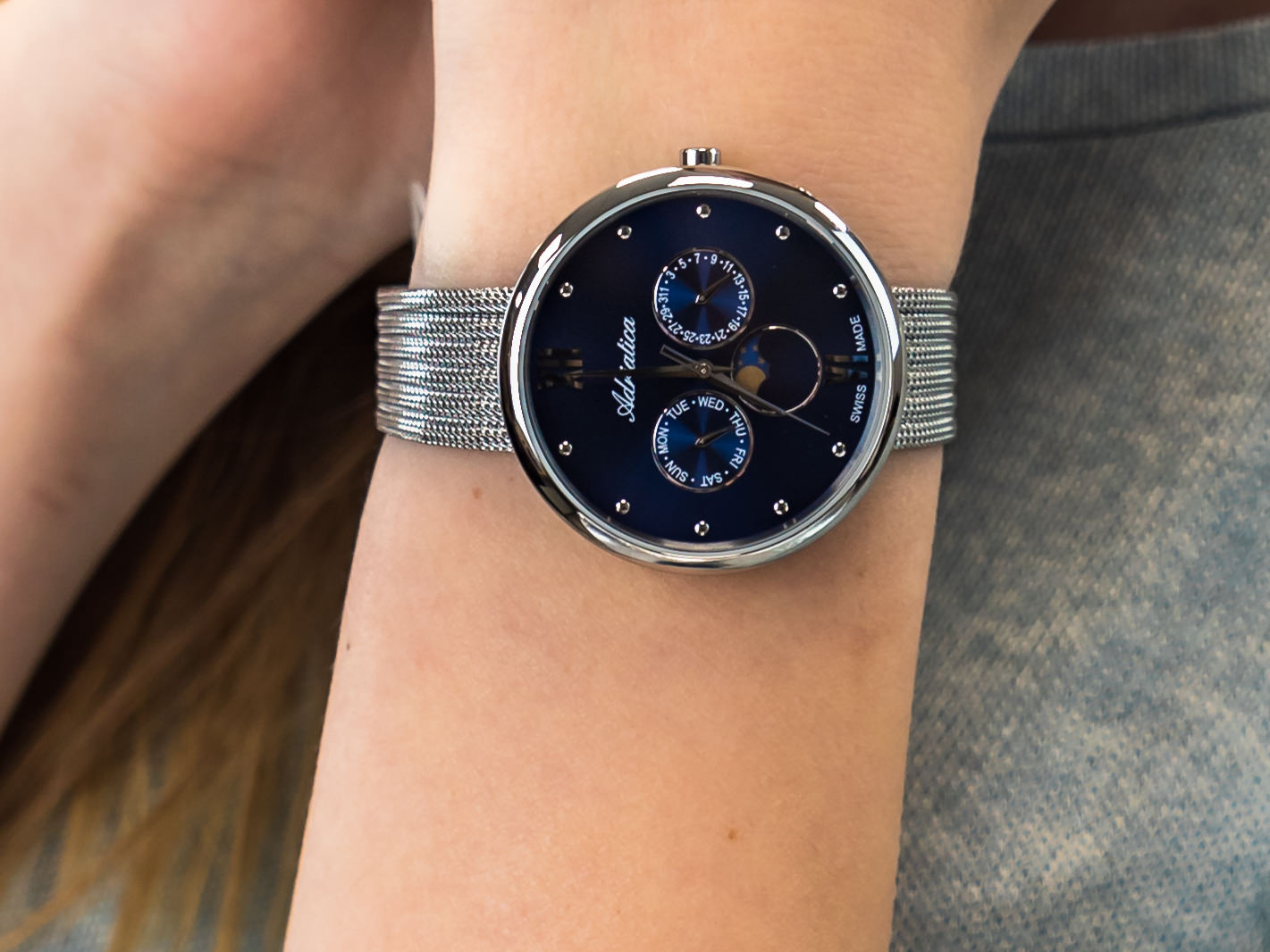 Adriatica A3732.5185QF Moonphase zegarek elegancki Bransoleta - miniatura 4