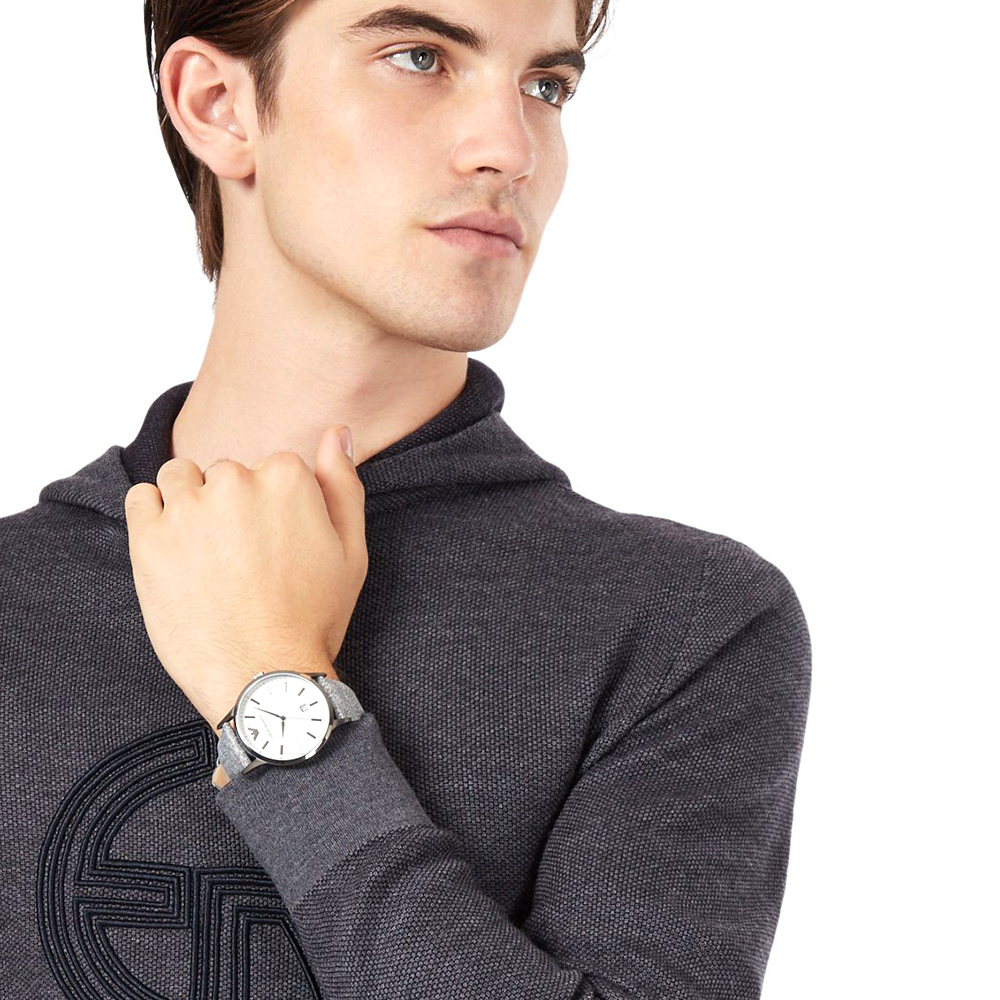 Emporio Armani AR11260 zegarek szary klasyczny Classics pasek - miniatura 5