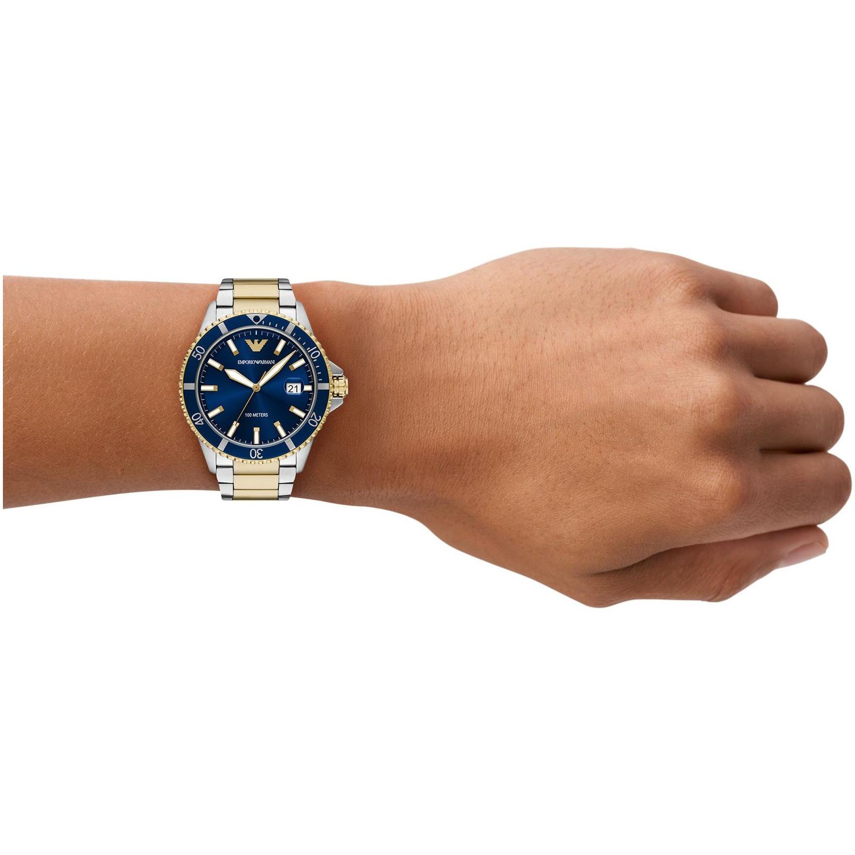 zegarek Emporio Armani AR11682 kwarcowy męski World Explorer Three-Hand Date Two-Tone - miniatura 5