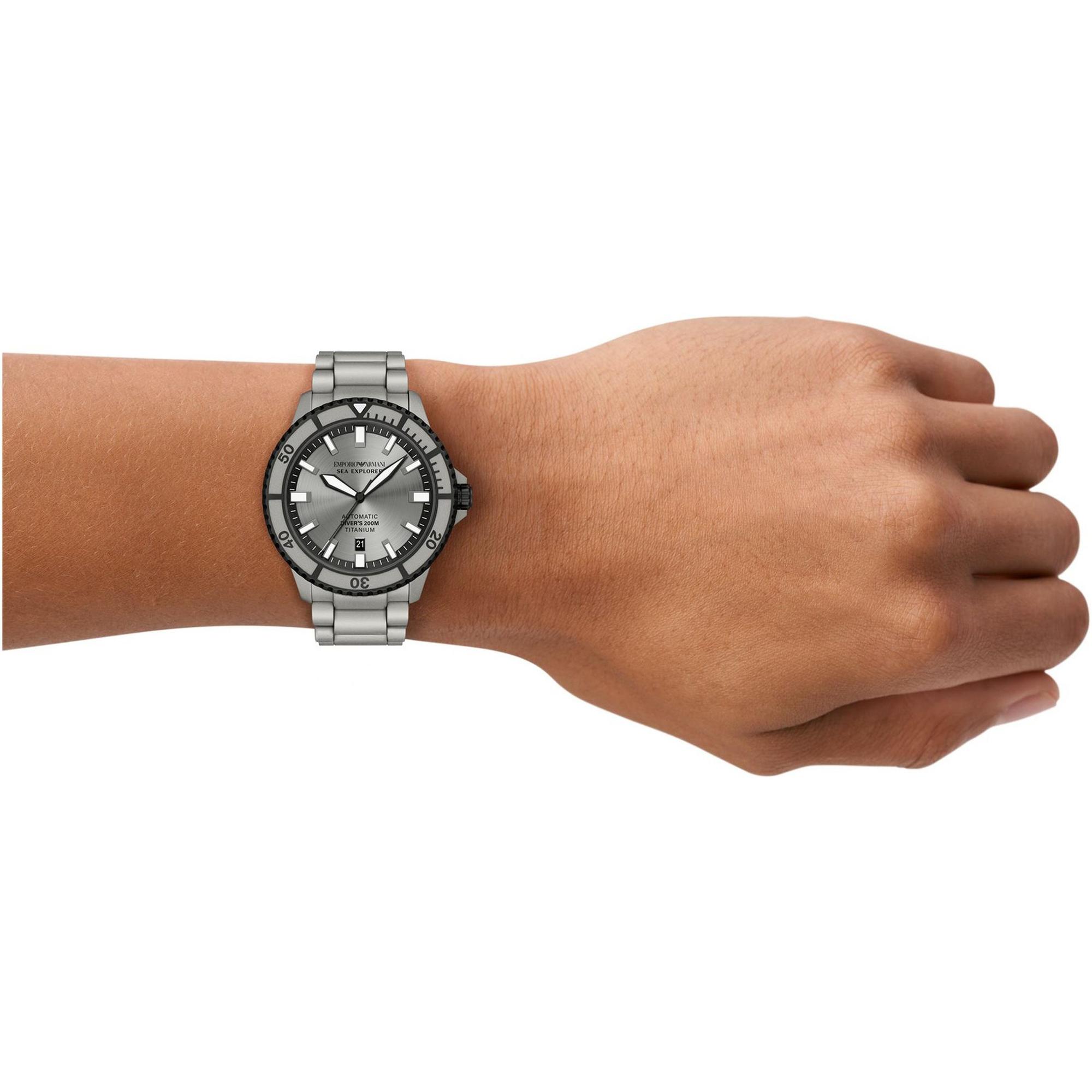 zegarek Emporio Armani AR60099 automatyczny męski Diver Sea Explorer Automatic Diver Titanium - miniatura 6