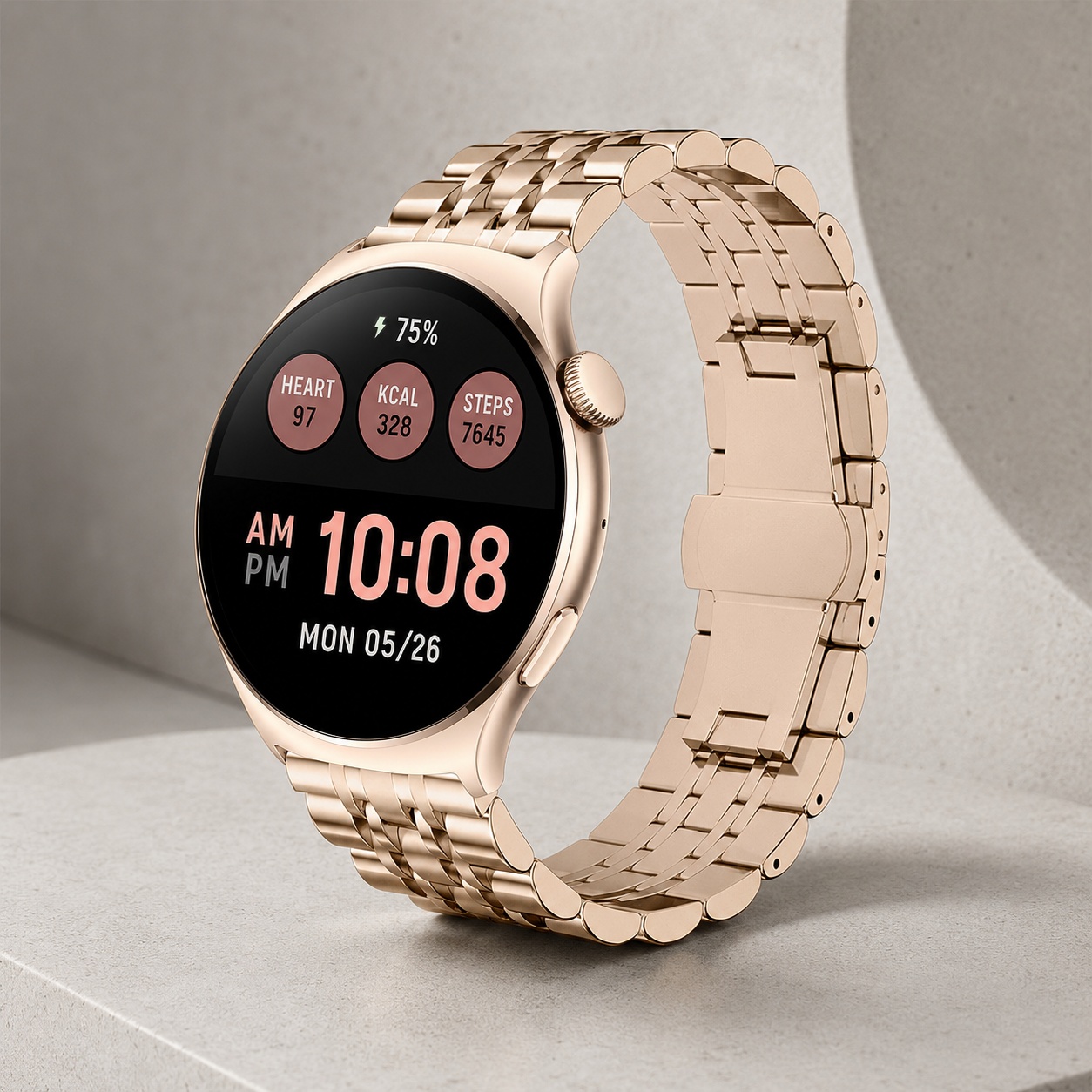 zegarek Enter JUT10115124 Różowo Złoty Enter Luxe na bransolecie damski z krokomierz Luxe