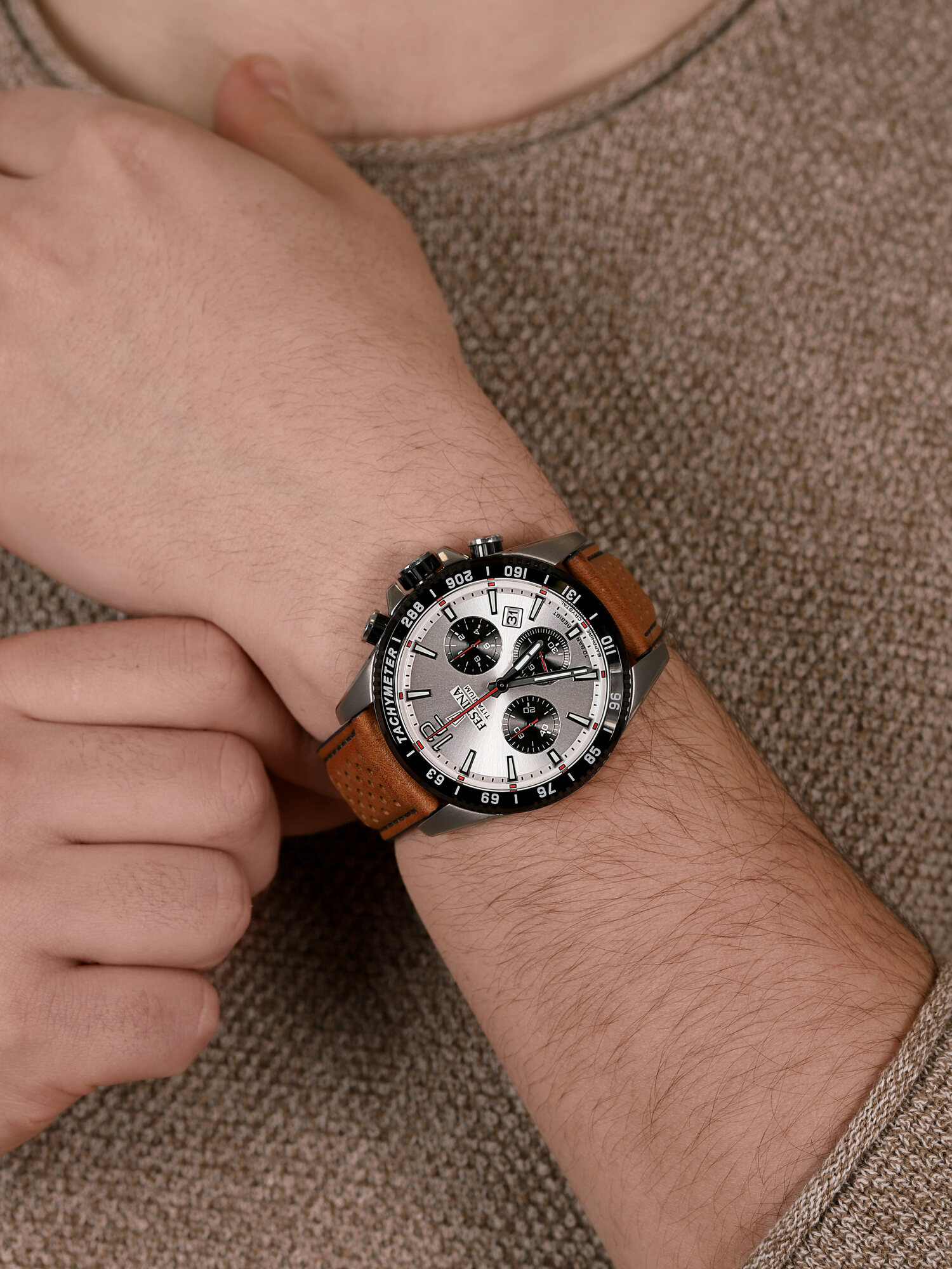 zegarek Festina F20521-1 Titanium Sport Chrono Sapphire męski z tachometr Titanium - miniatura 3