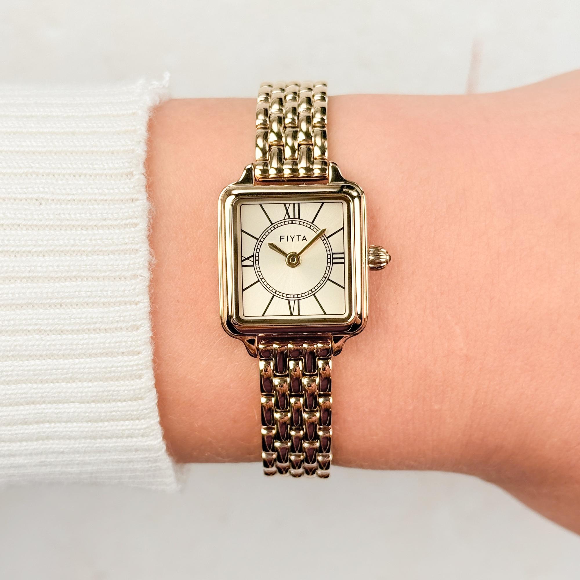 zegarek Fiyta DL865033GGG Fancy Retro Gold Damskie szafirowe