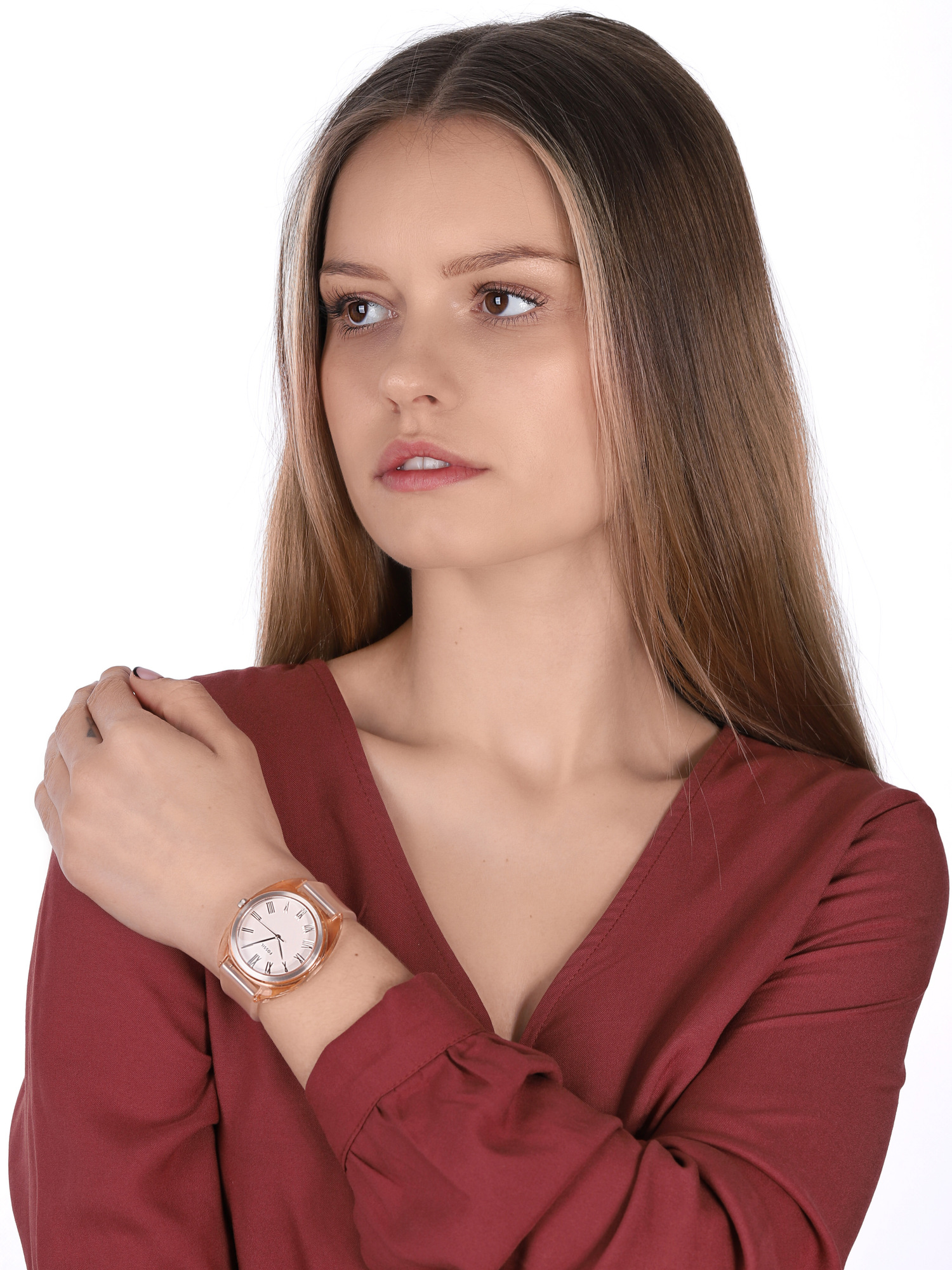 zegarek Fossil ES4856 kwarcowy damski Jude JUDE THREE-HAND PEACH SILICONE - miniatura 2