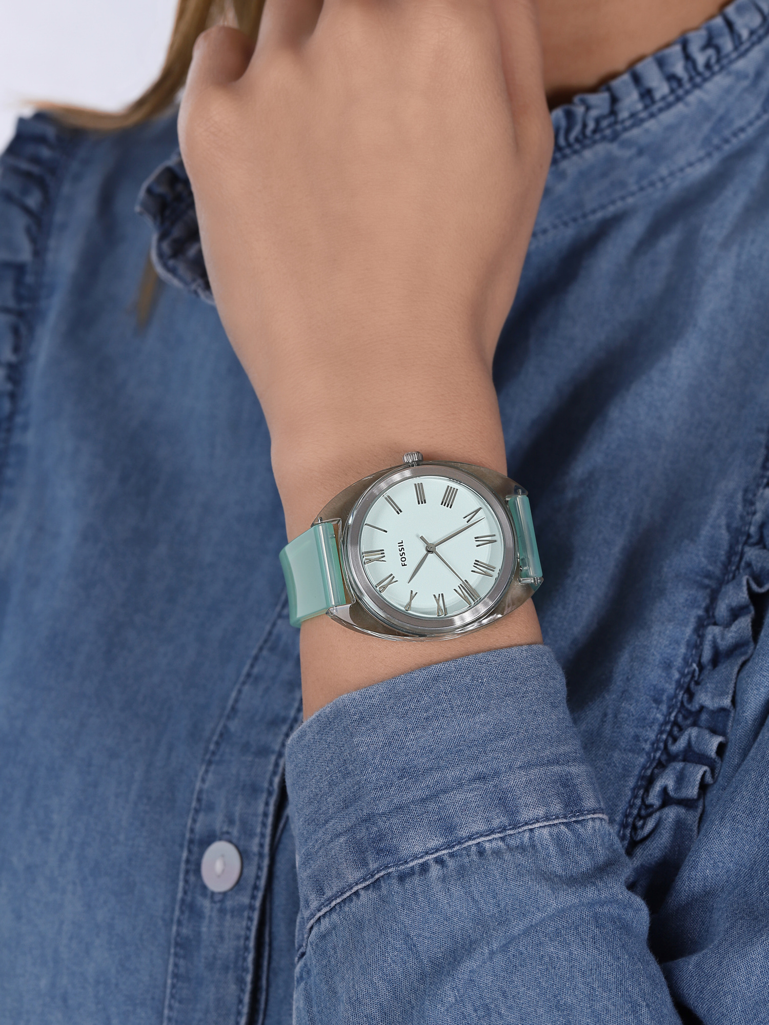 zegarek Fossil ES4858 kwarcowy damski Jude JUDE THREE-HAND GREEN SILICONE - miniatura 3