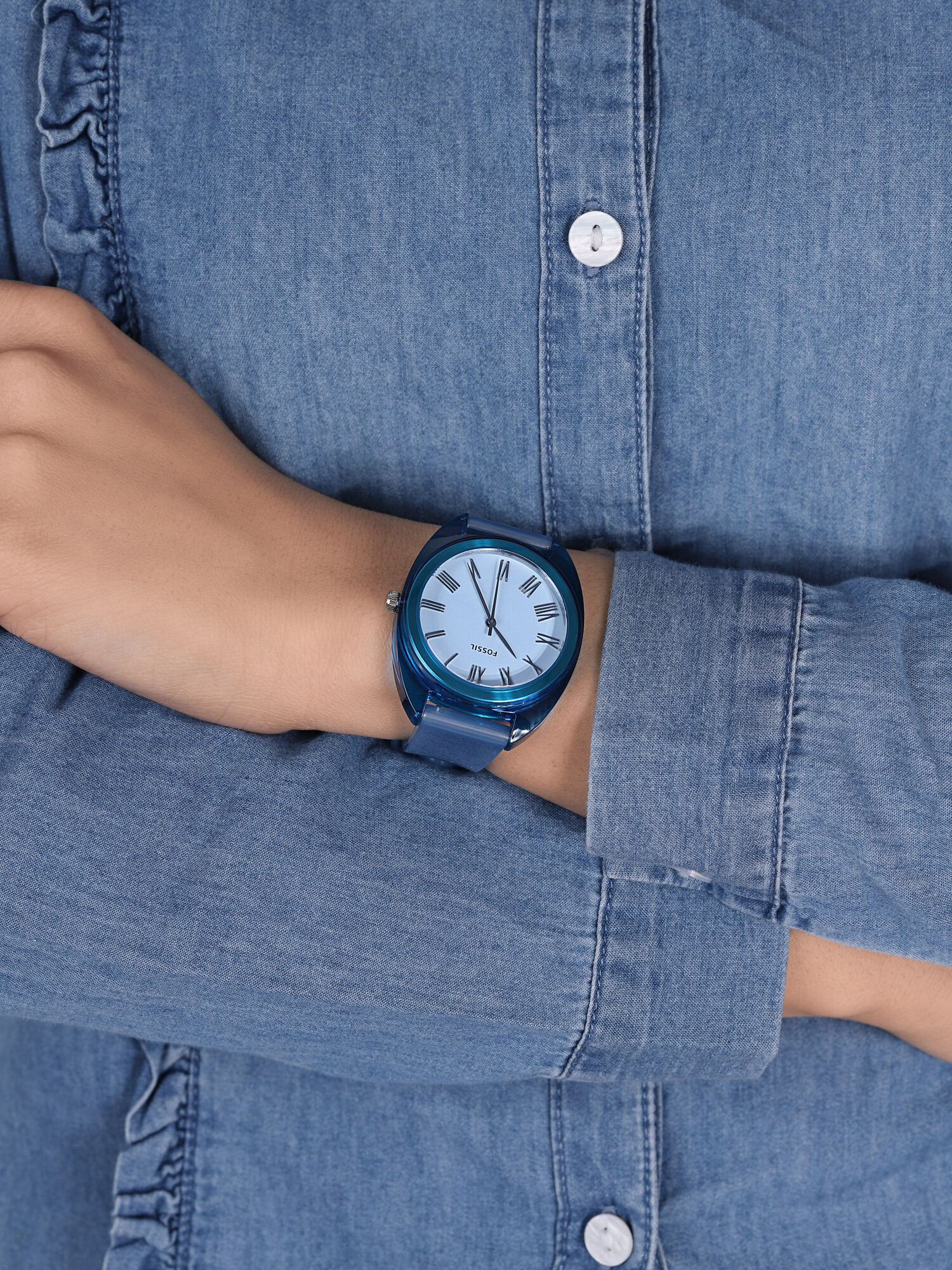 zegarek Fossil ES4859 kwarcowy damski Jude JUDE THREE-HAND BLUE SILICONE - miniatura 3