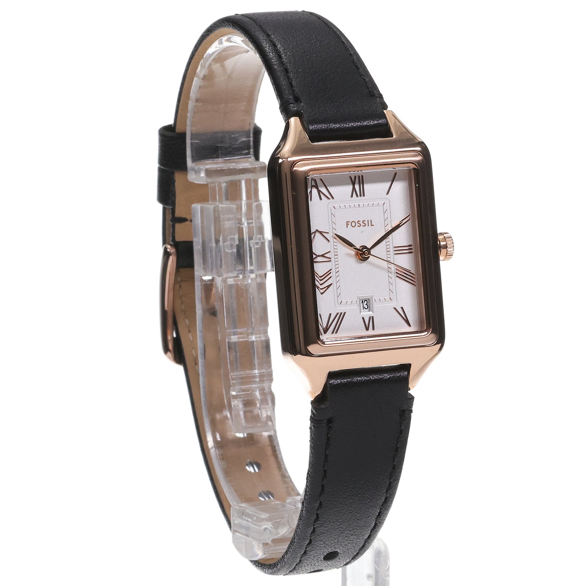 zegarek Fossil ES5310 kwarcowy damski Damskie RAQUEL Black LiteHide Leather Strap 23mm