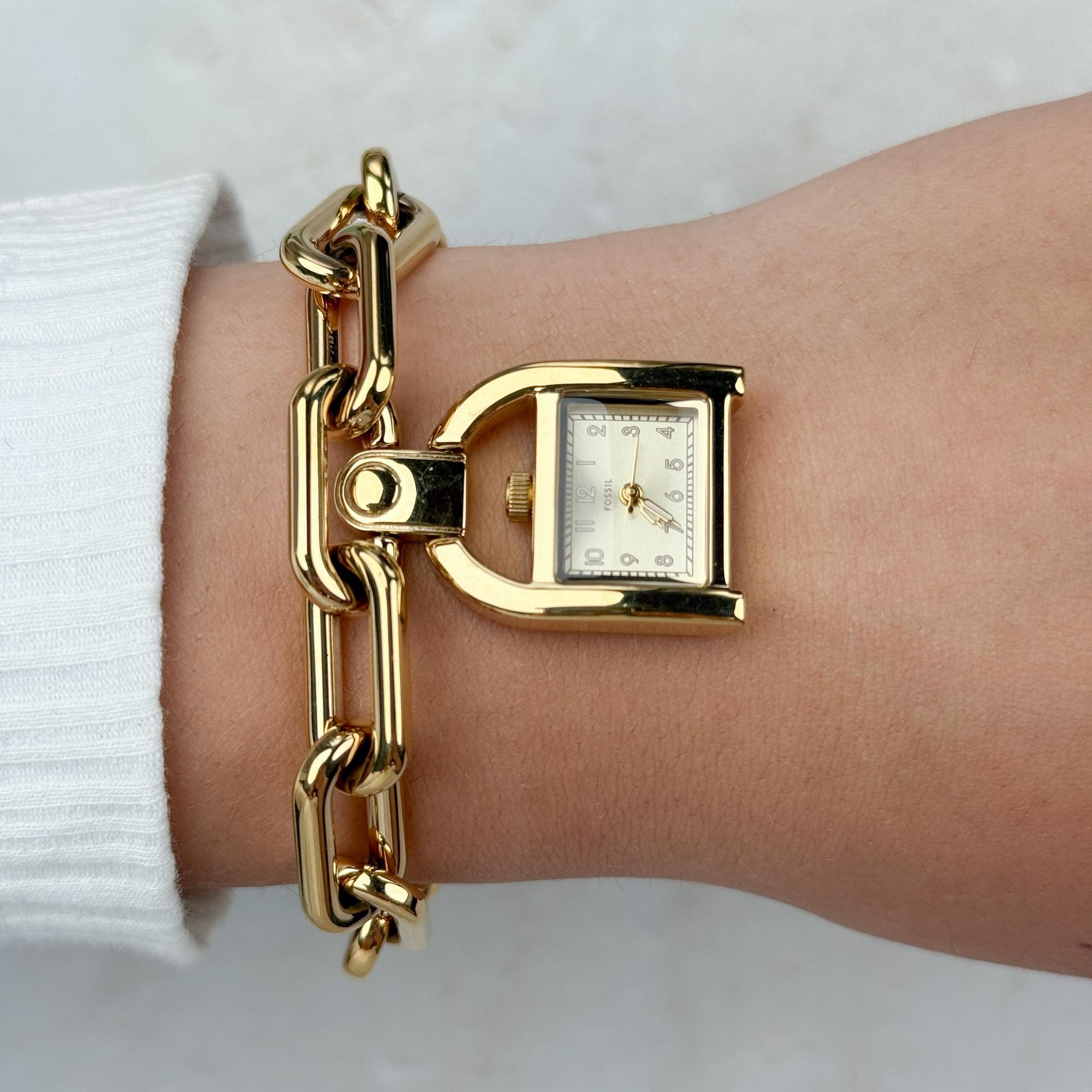 zegarek Fossil ES5372 kwarcowy damski Damskie Bracelet Gold Stainless Steel 22mm - miniatura 6