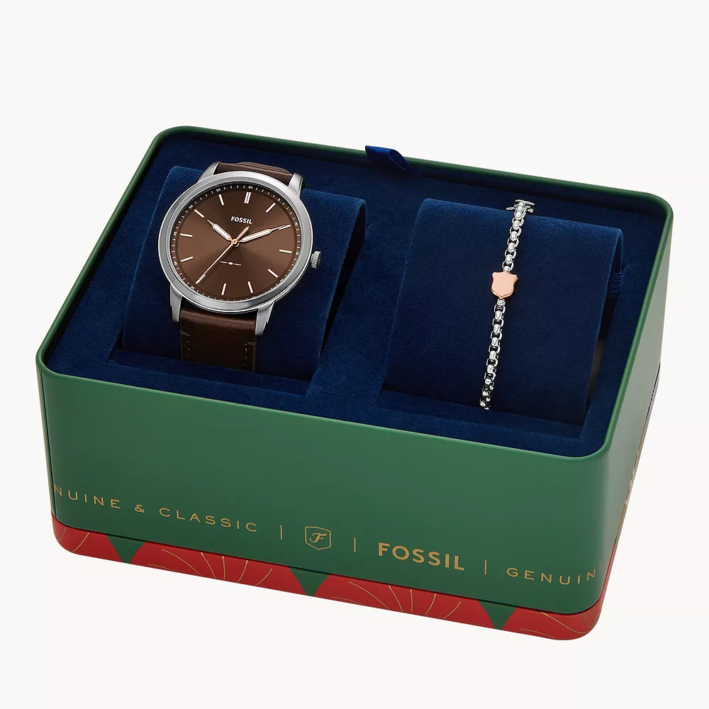 zegarek Fossil FS6019SET kwarcowy męski The Minimalist THE MINIMALIST Brown Leather Strap GIFT SET 44mm - miniatura 9