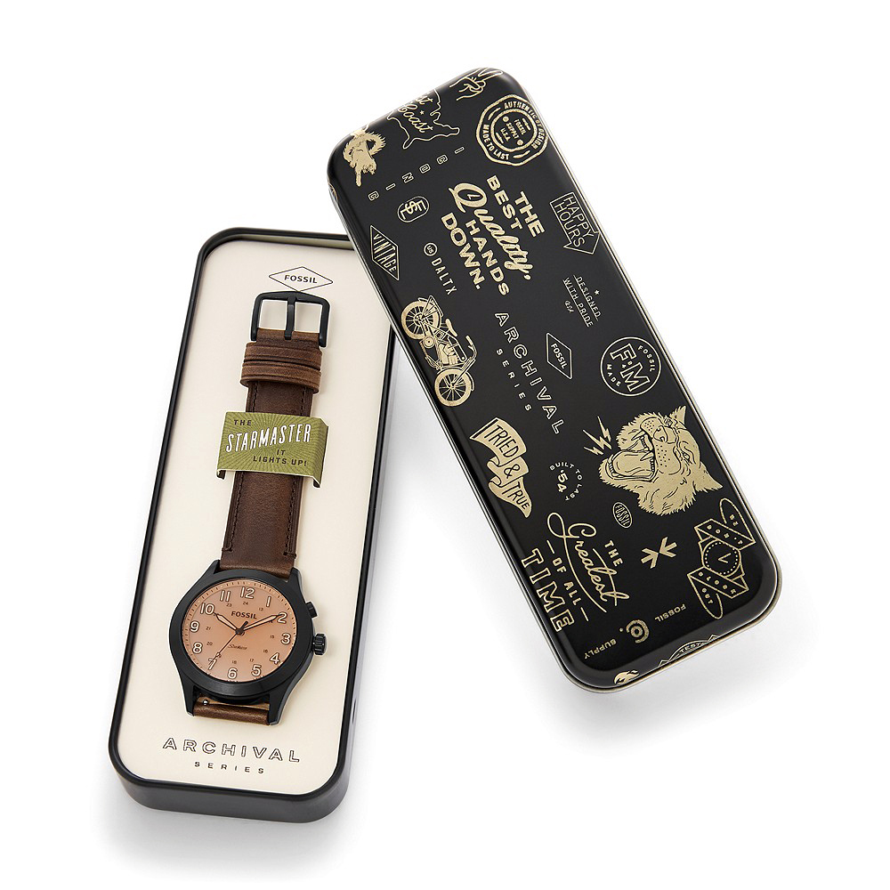 Fossil LE1084 zegarek czarny klasyczny The Archival pasek - miniatura 5