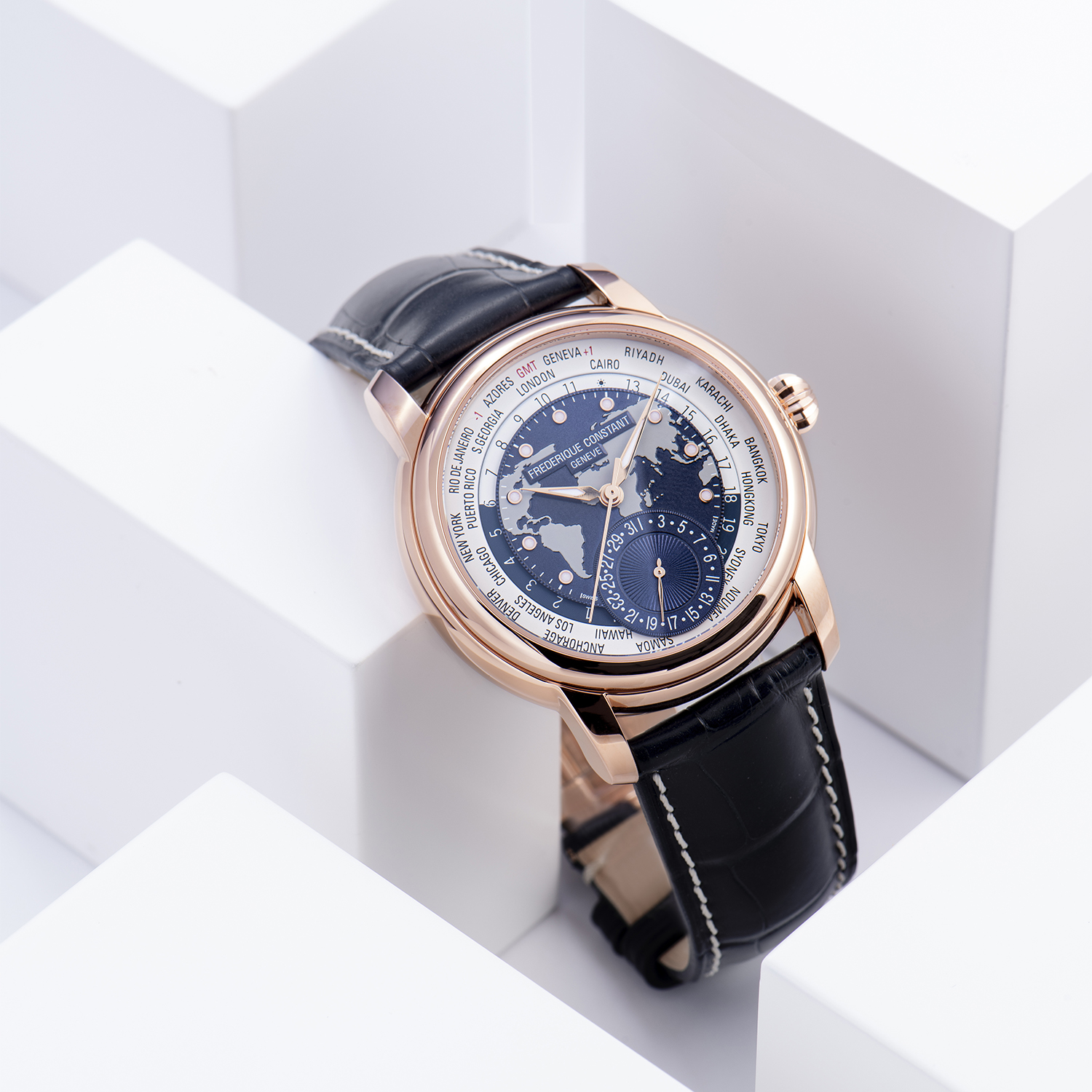 zegarek Frederique Constant FC-718NWWM4H9 automatyczny męski Manufacture CLASSICS WORLDTIMER MANUFACTURE - miniatura 6