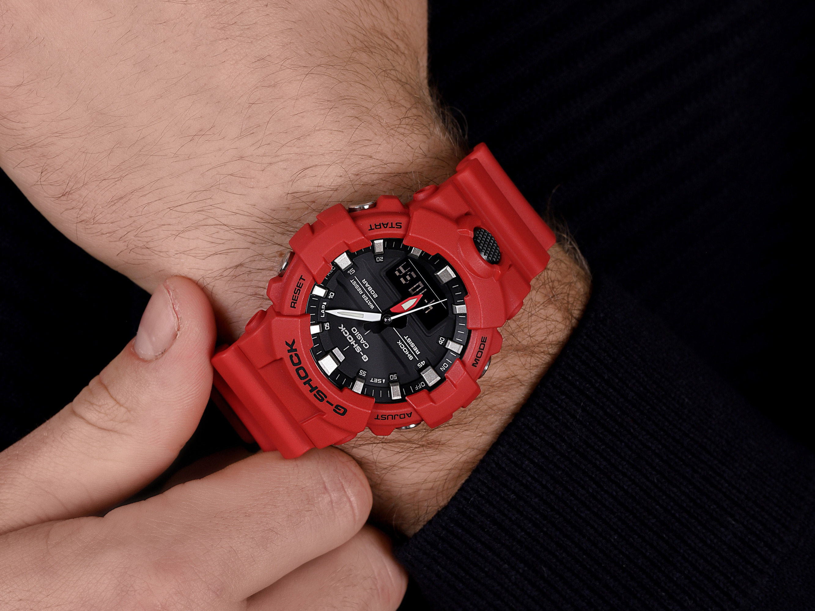 zegarek G-SHOCK GA-800-4AER kwarcowy męski G-SHOCK Original 3 HANDS MID SIZE