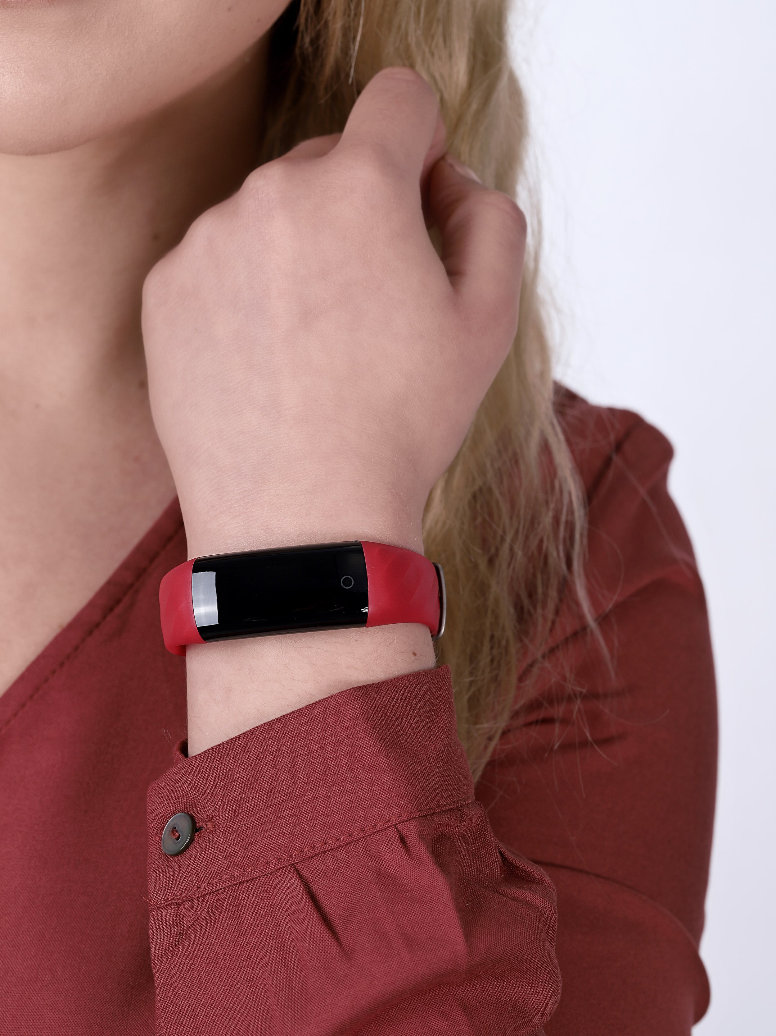 zegarek Garett 5903246282160 kwarcowy męski Smartbandy - Opaski sportowe Smartband Opaska Sportowa Garett FIT 14 Czerwony