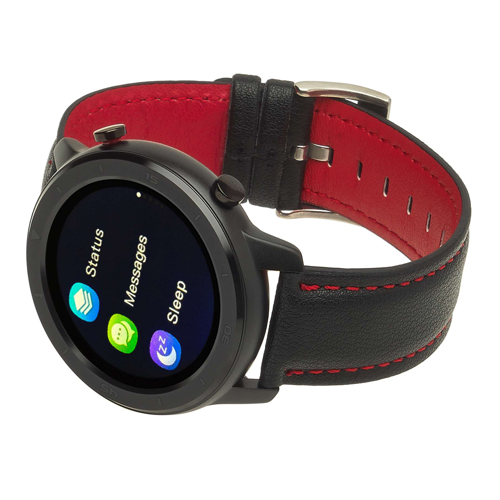 zegarek Garett 5903246286601 Smartwatch Garett Master RT czarno-czerowny skórzany męski z krokomierz Męskie