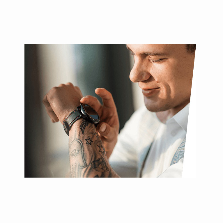 Garett 5903246286601 Smartwatch Garett Master RT czarno-czerowny skórzany zegarek sportowy Męskie