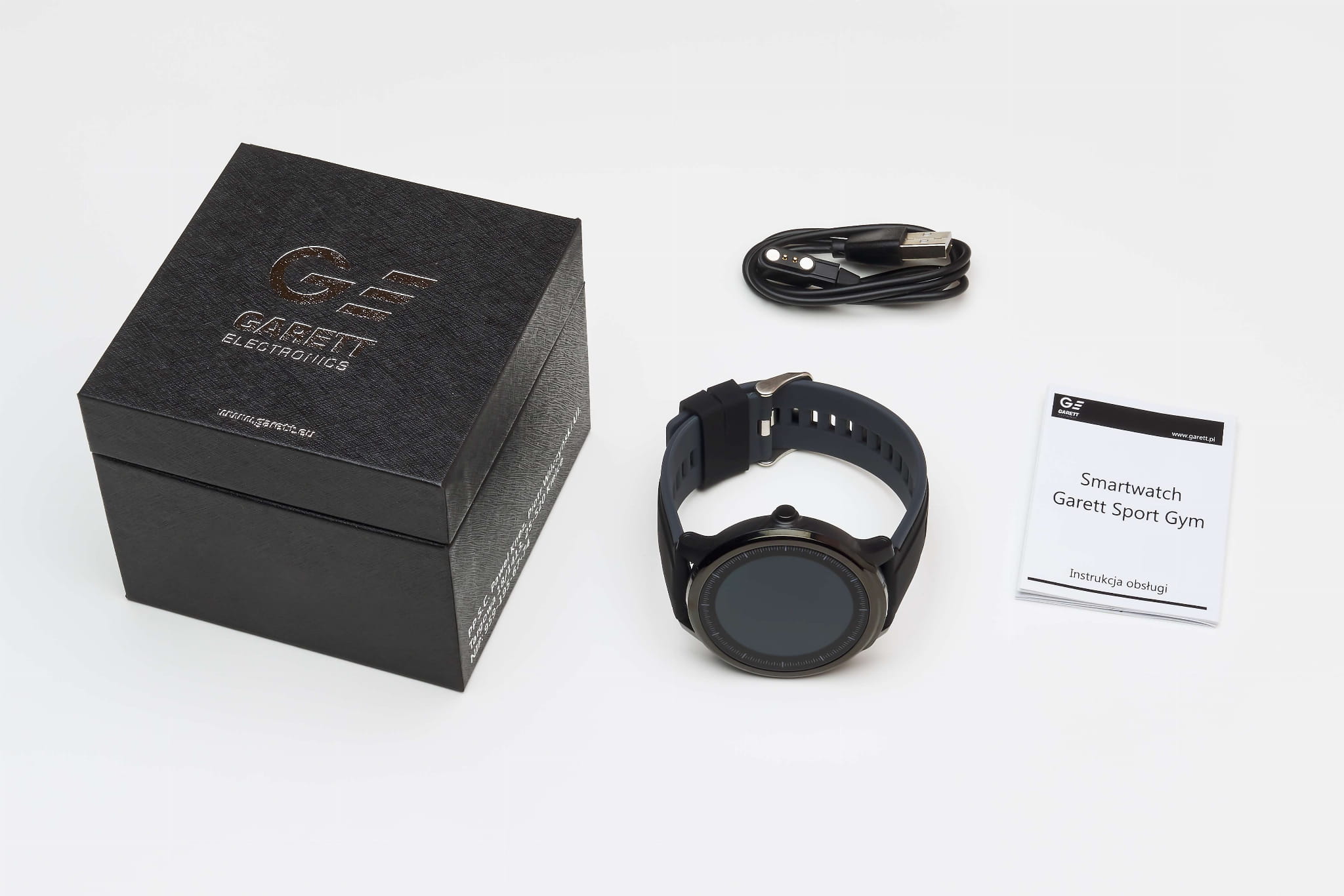 Garett 5903246286670 Męskie Smartwatch Sport Garett Gym szary zegarek męski sportowy z tworzywa sztucznego