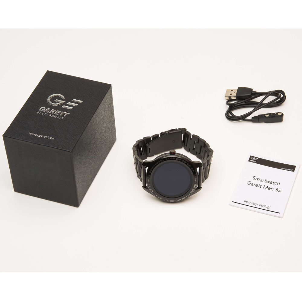 Garett 5903246286977 Męskie Smartwatch Garett Men 3S RT czarny stalowy zegarek męski sportowy z tworzywa sztucznego - miniatura 8
