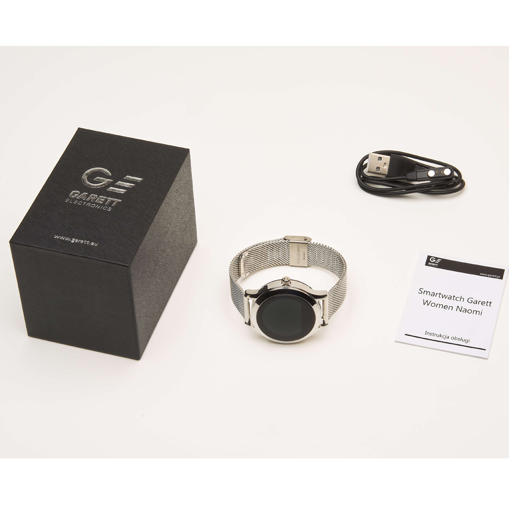 Garett 5903246287233 Smartwatch Garett Women Naomi RT srebrny stalowy zegarek sportowy Damskie