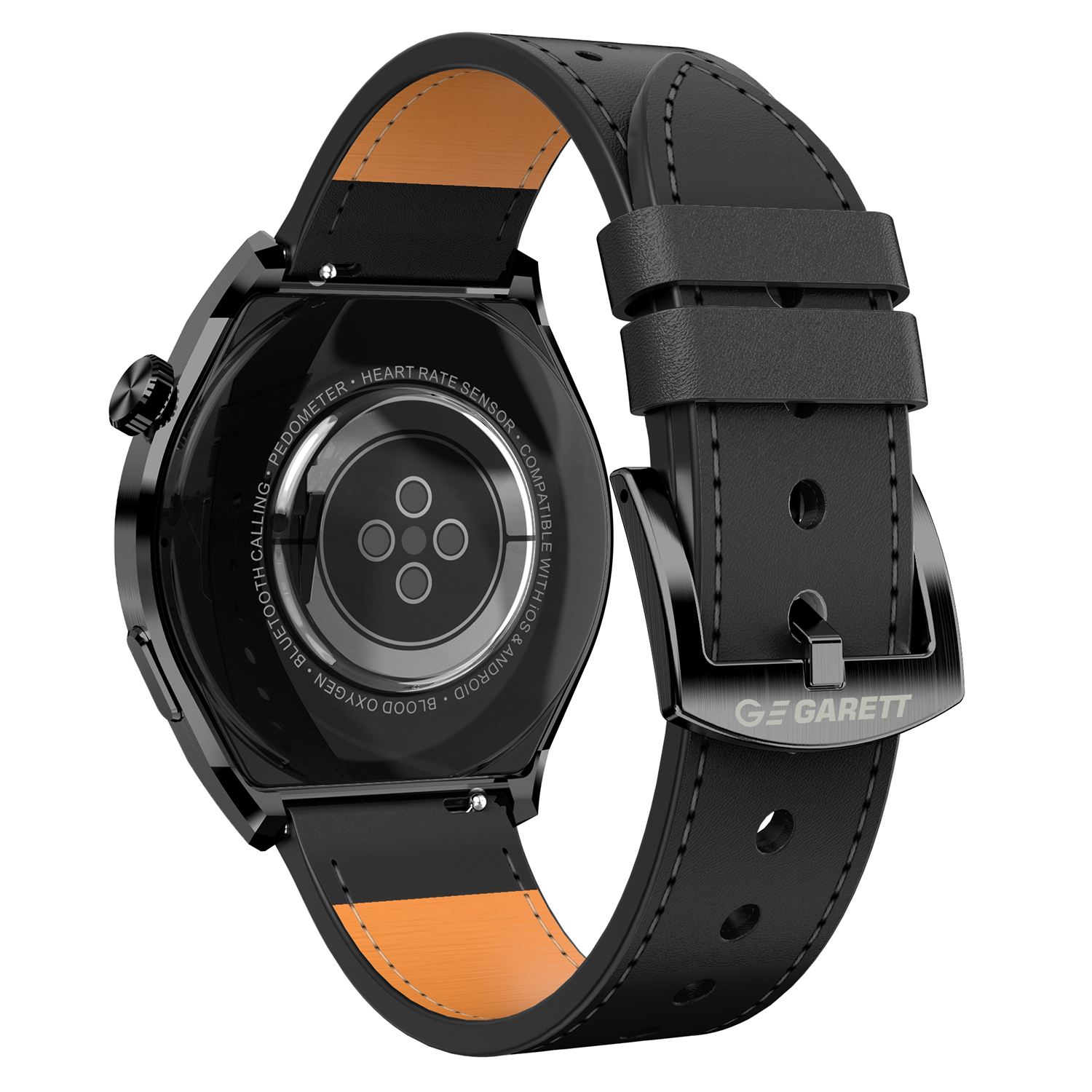 zegarek Garett 5904238485613 Smartwatch Garett V12 Czarny Skórzany męski z termometr Garett - miniatura 6