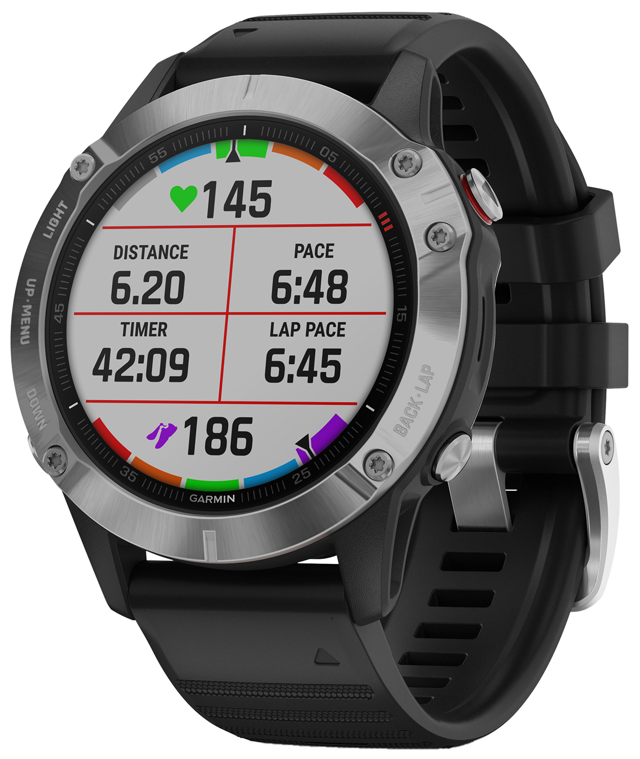 zegarek Garmin 010-02158-00 Fenix 6 Silver Black Band męski z termometr Garmin Fenix - miniatura 3