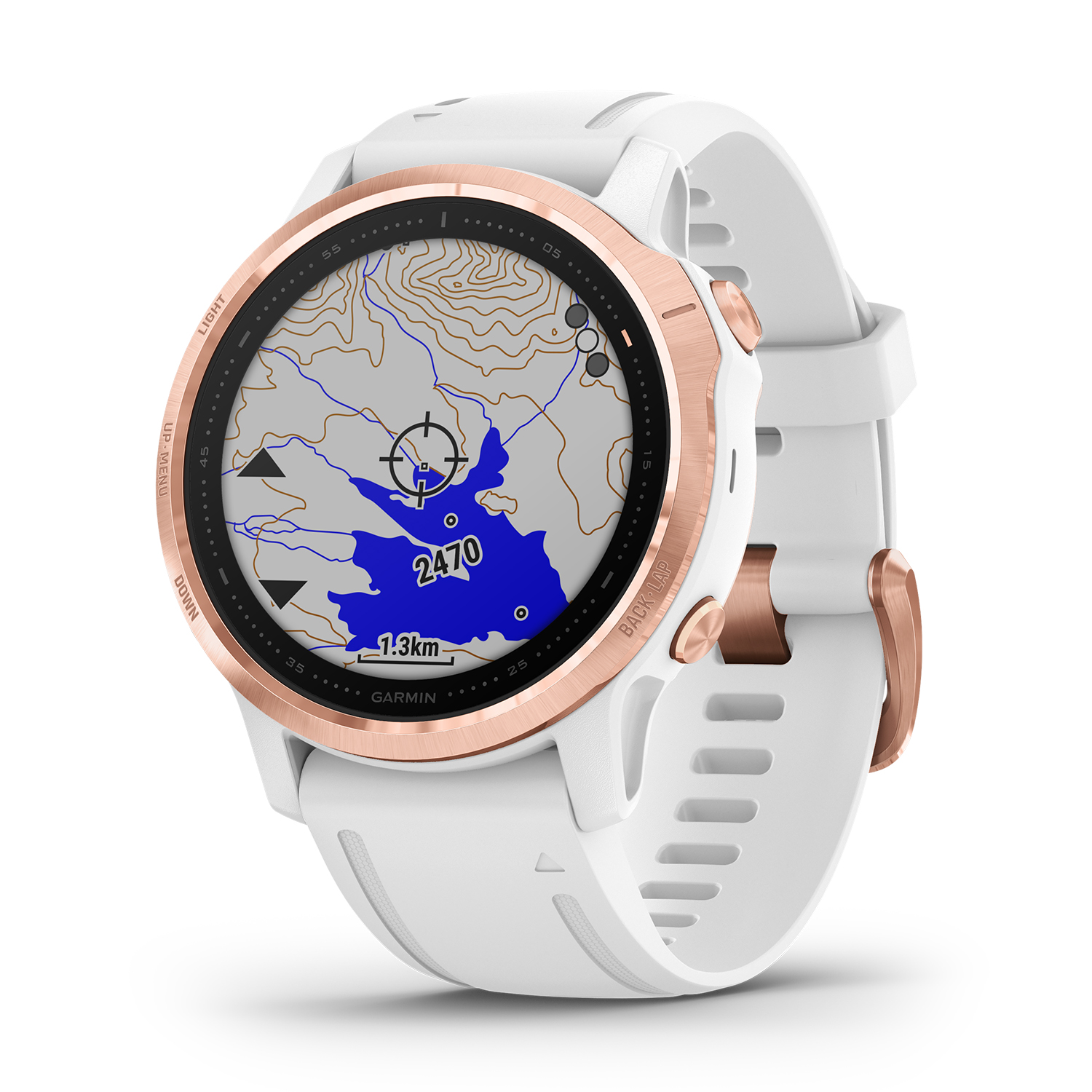 zegarek Garmin 010-02159-11 Fenix 6S PRO Rose Gold White Band Gorilla Glass damski z termometr Garmin Fenix - miniatura 3