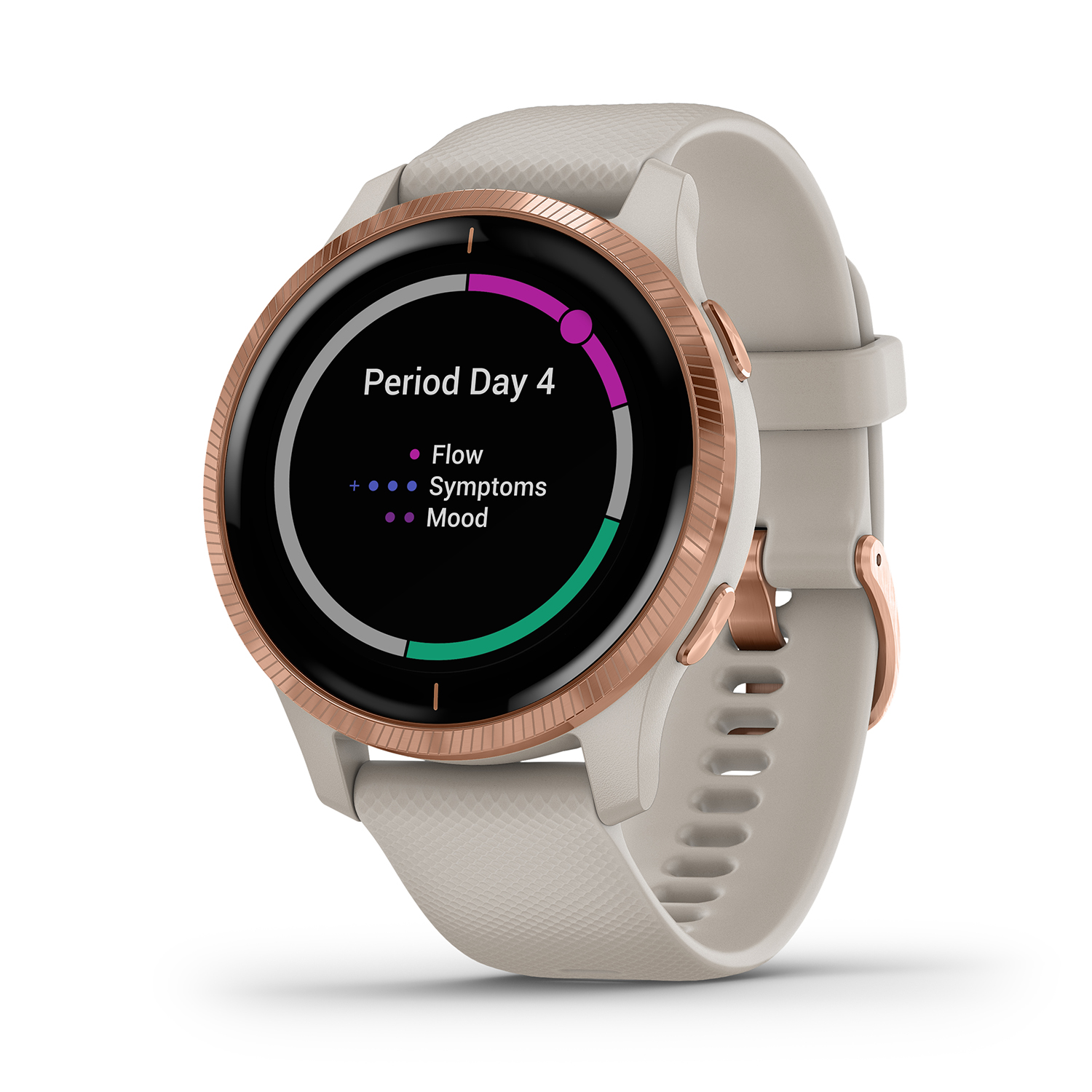 zegarek Garmin 010-02173-23 Venu Rose Gold Light Sand with Light Sand Silicone Band damski z termometr Garmin Venu - miniatura 3