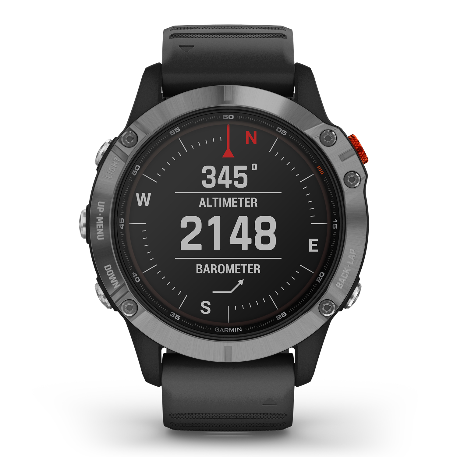 zegarek Garmin 010-02410-00 Fenix 6 SOLAR Silver with Black Band męski z termometr Garmin Fenix - miniatura 3