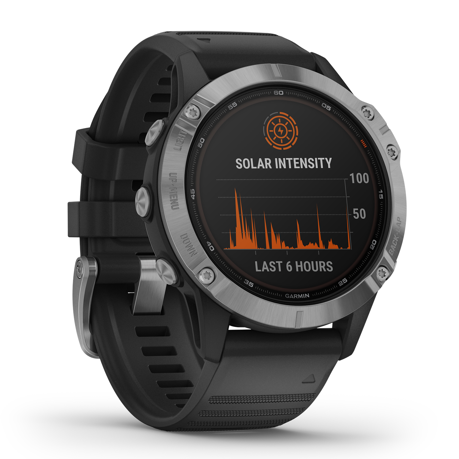 zegarek Garmin 010-02410-00 męski Garmin Fenix Fenix 6 SOLAR Silver with Black Band - miniatura 6