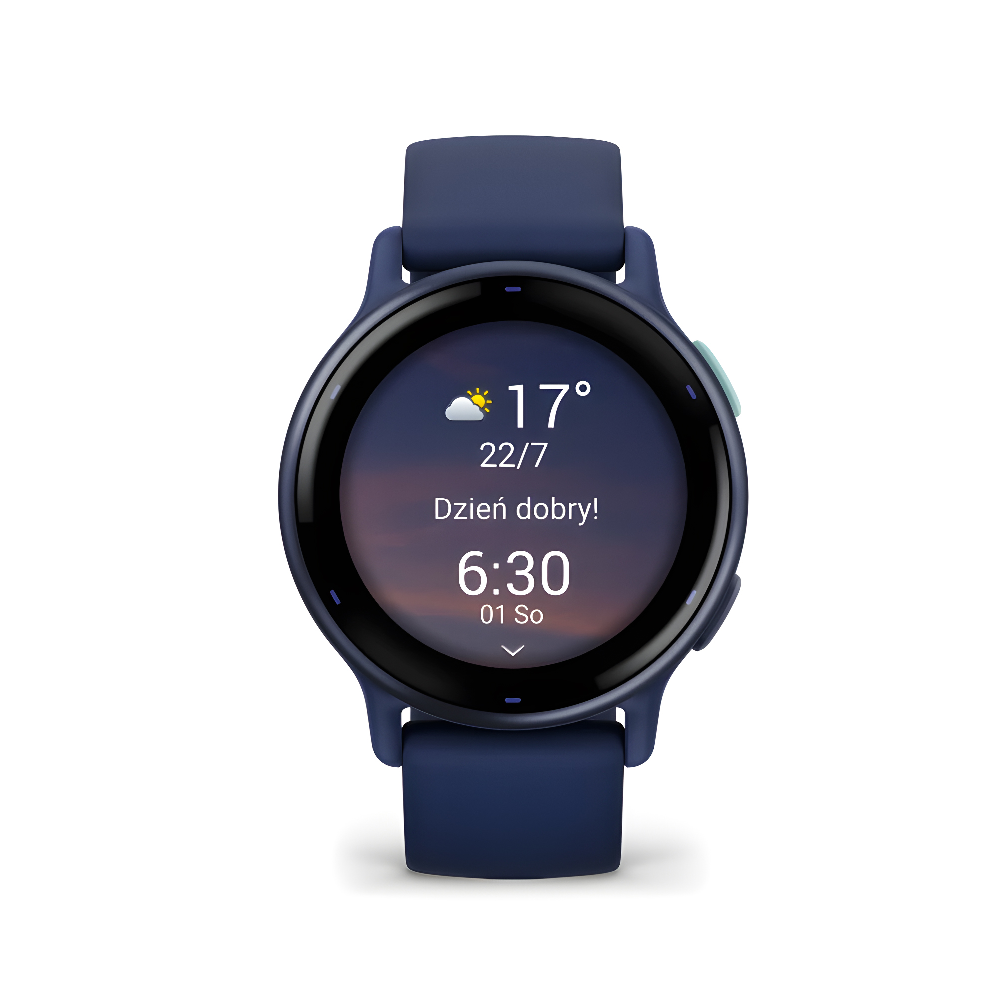 zegarek Garmin 010-02862-12 Vivoactive 5 w kolorze Navy z kopertą w kolorze Navy i silikonowym paskiem męski z termometr Vivoactive - miniatura 2