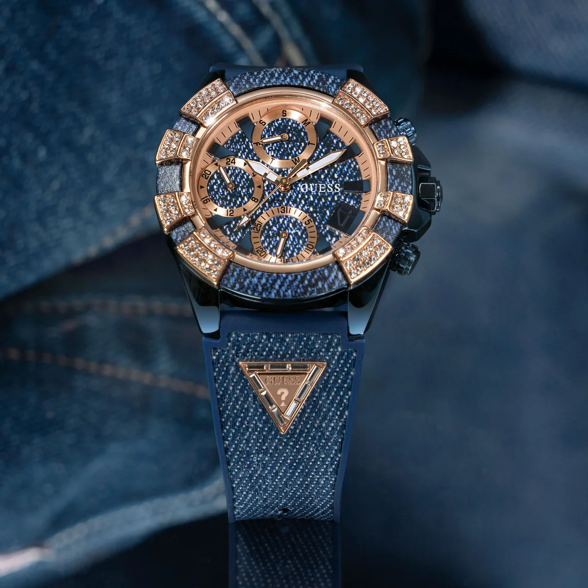 zegarek Guess GW0813L1 kwarcowy damski Damskie 40th Anniversary Special Edition Jeans Rose Gold 39mm - miniatura 6